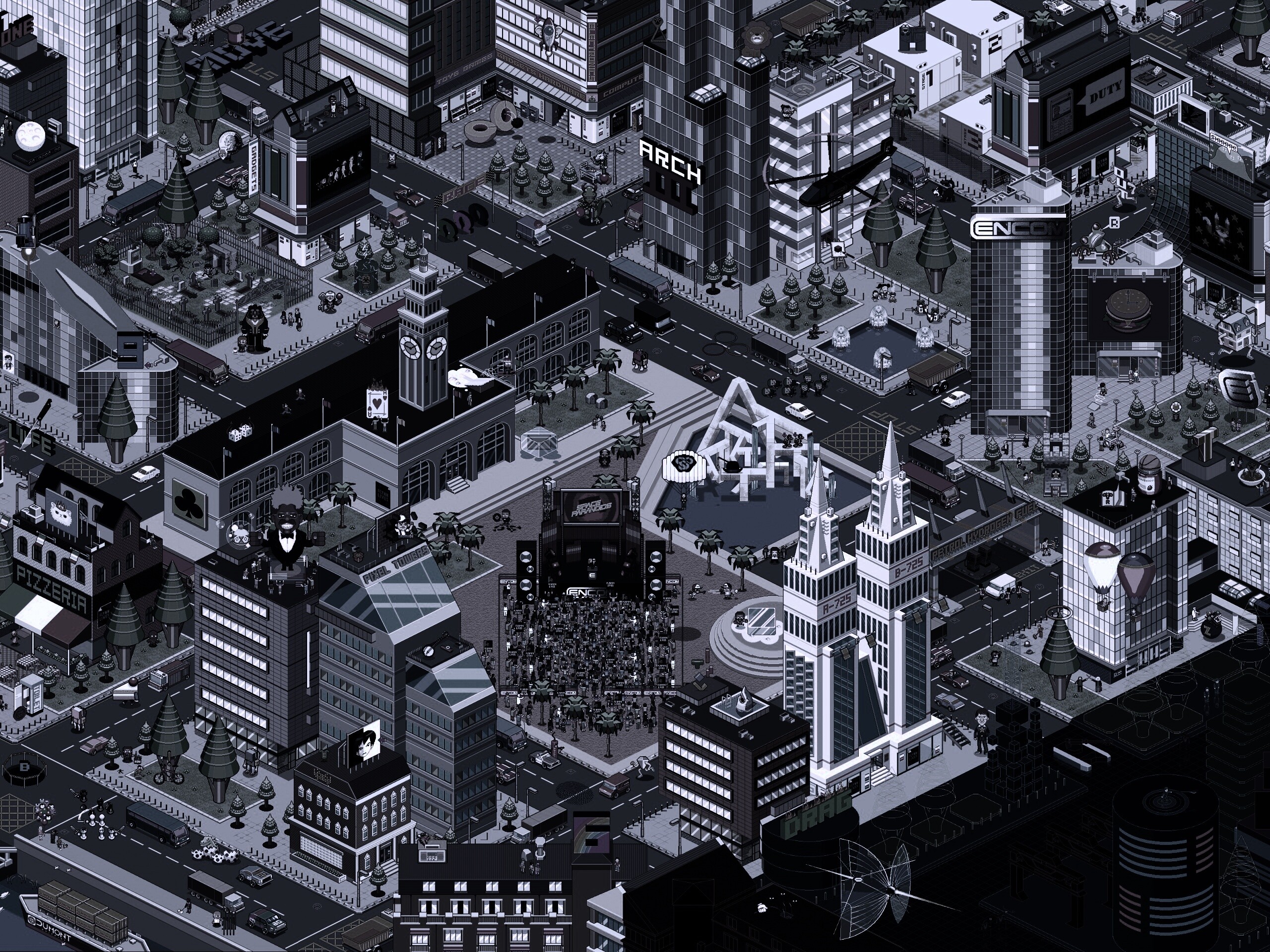 Пиксельный город обои