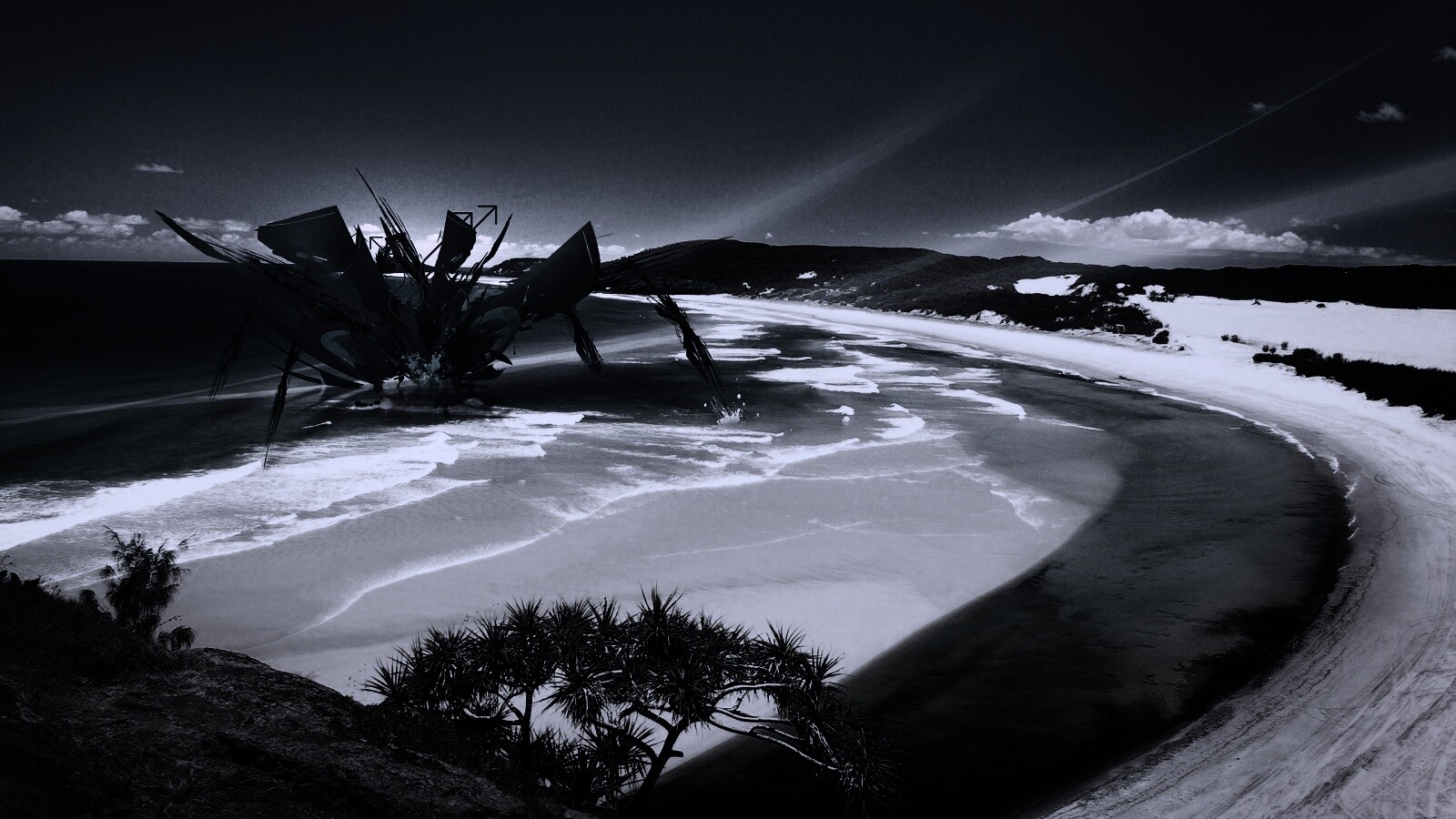 Робот на побережье обои