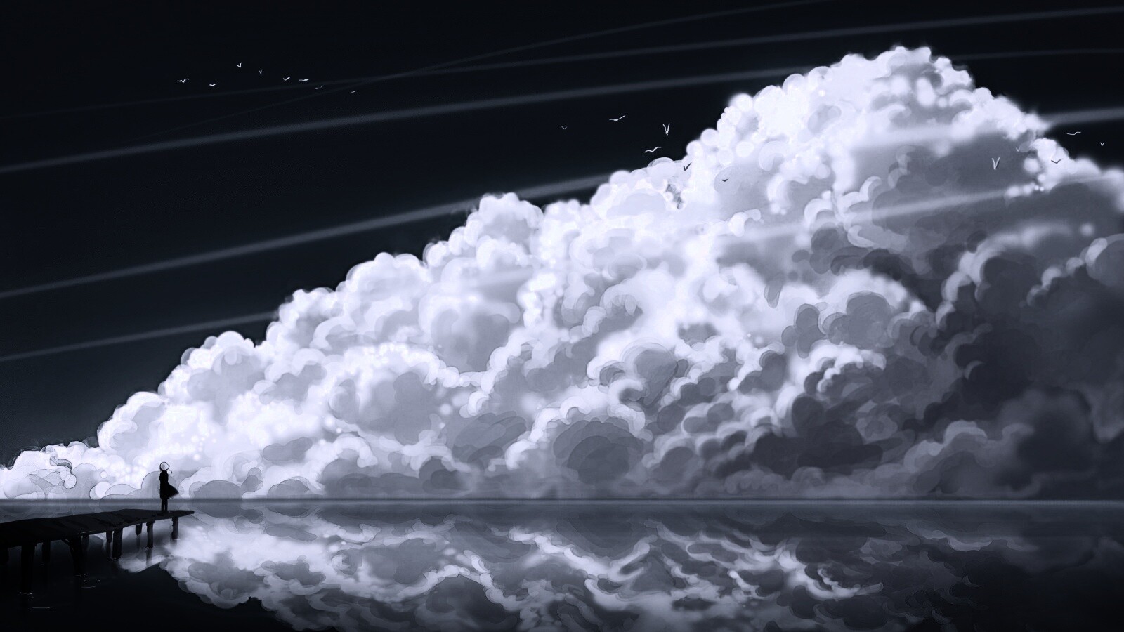 Облако на горизонте обои