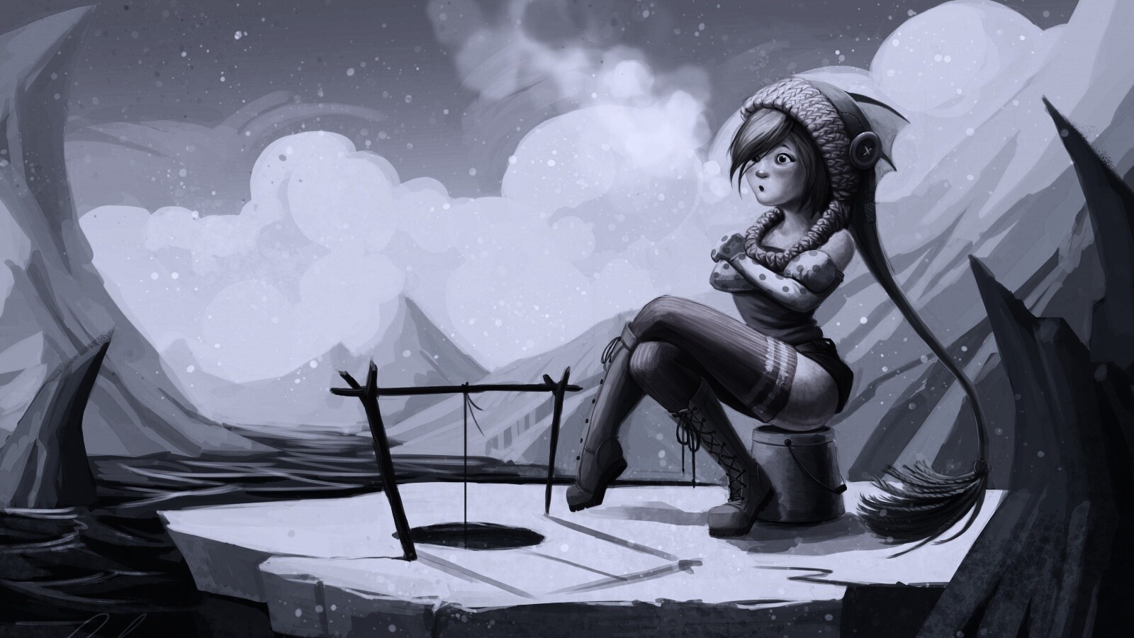 Тяготы зимней рыбалки обои