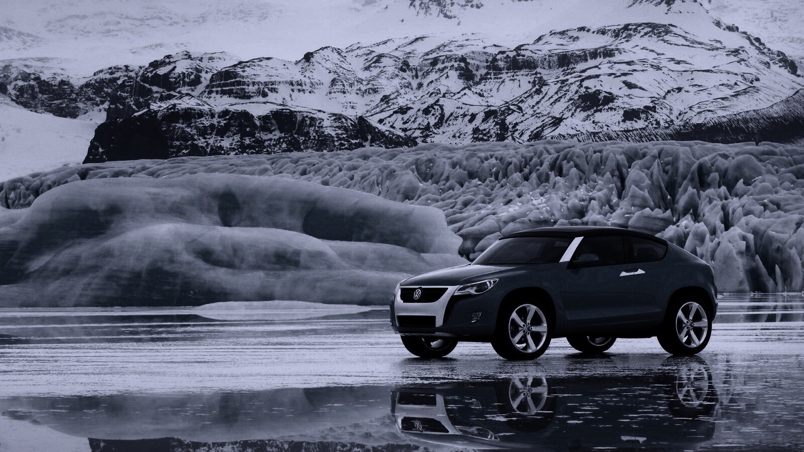Внедорожник Фольксваген на льду обои