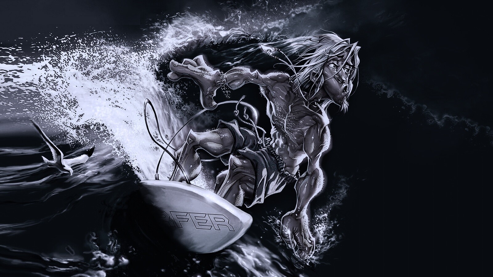 Карикатура на серфера обои