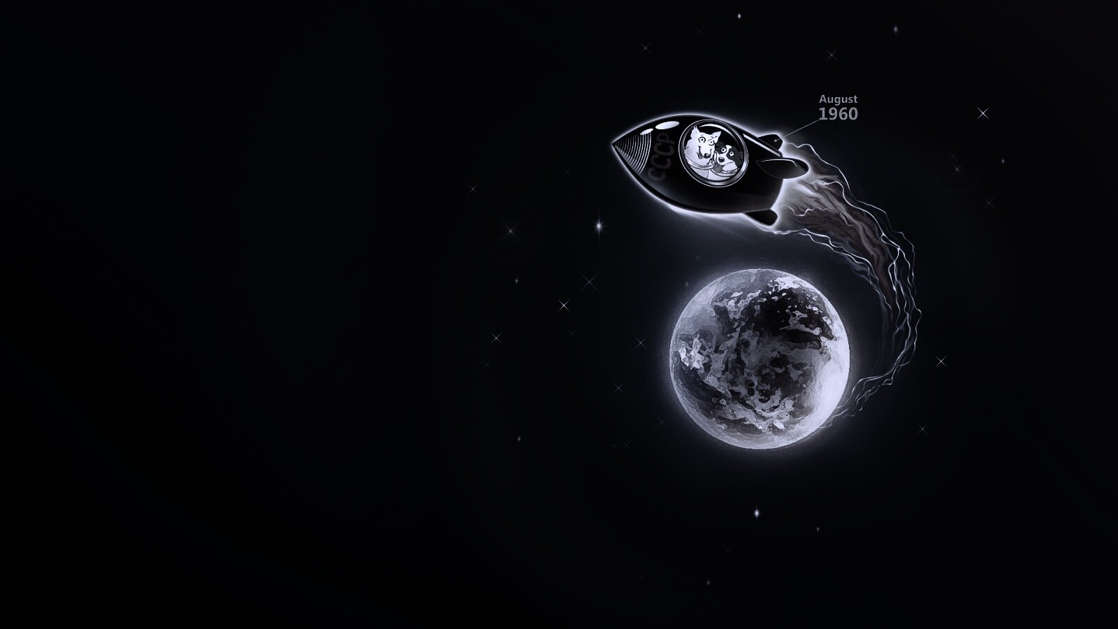 Белка и Стрелка летят в космос обои