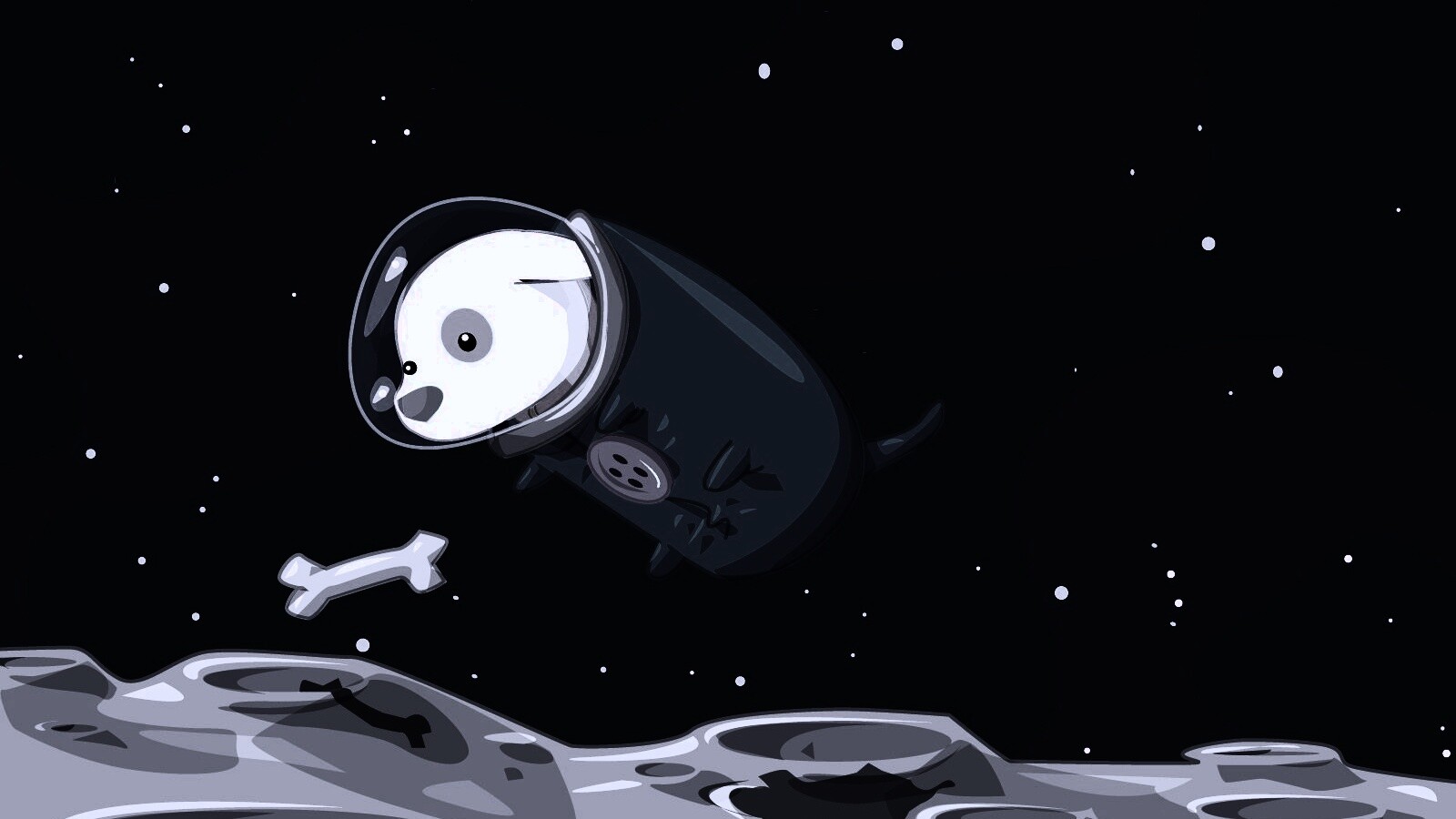 Собачка на луне обои