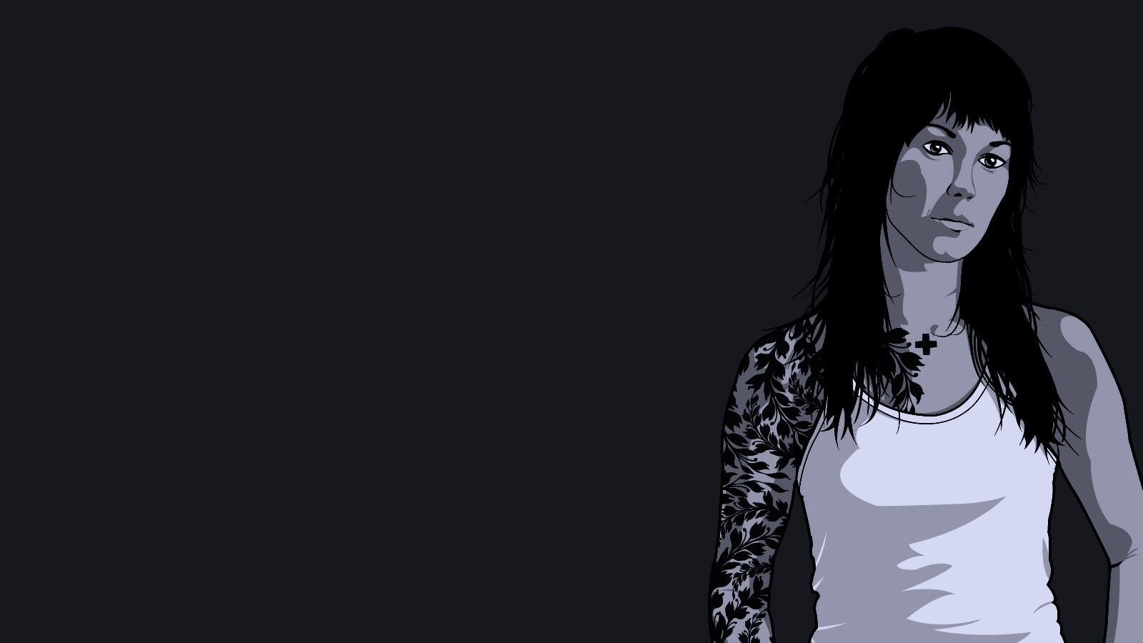 Девушка с татуировкой в виде листвы обои