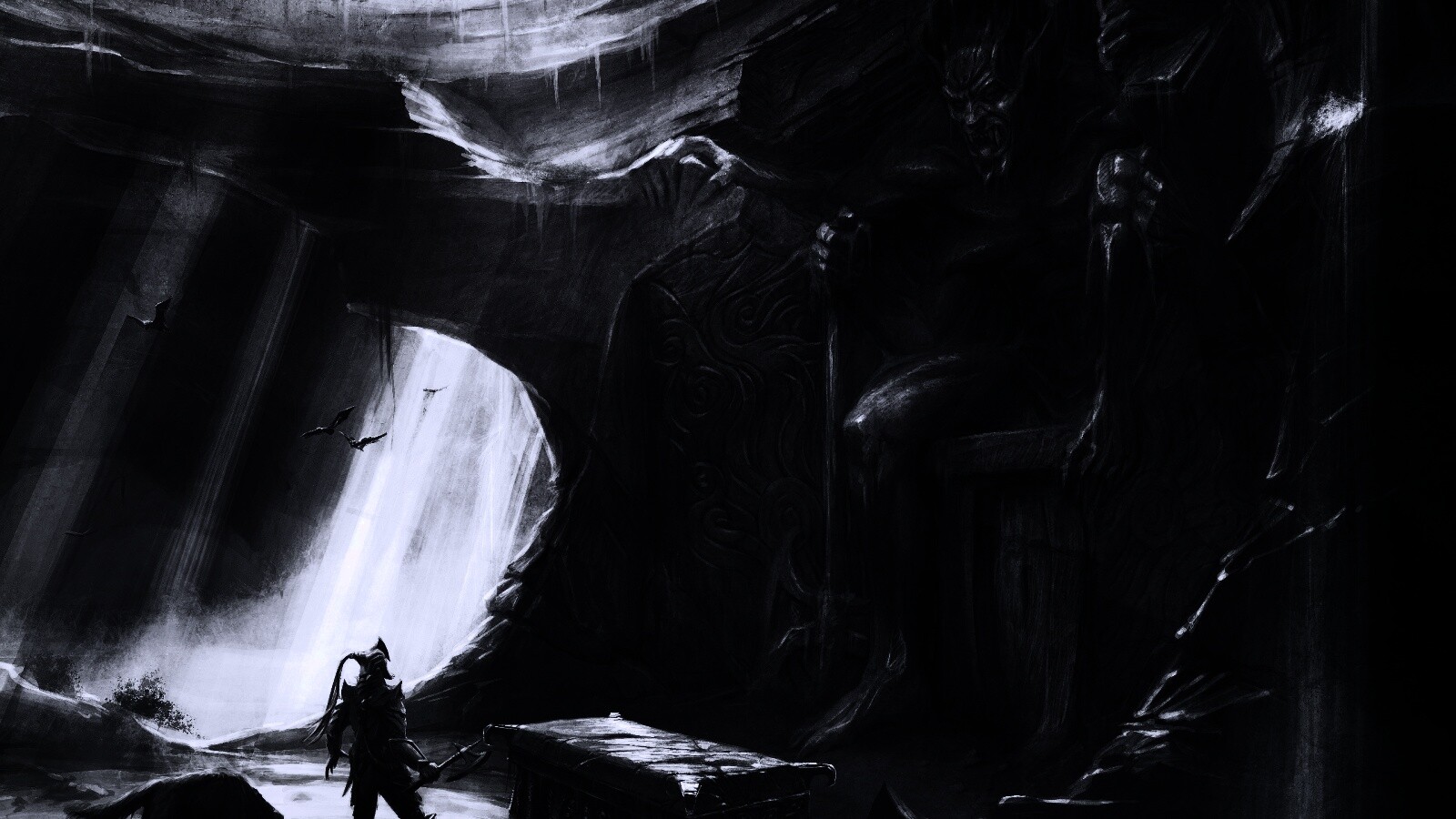 Довакин и Барбас в святилище Клавикуса Вайла обои