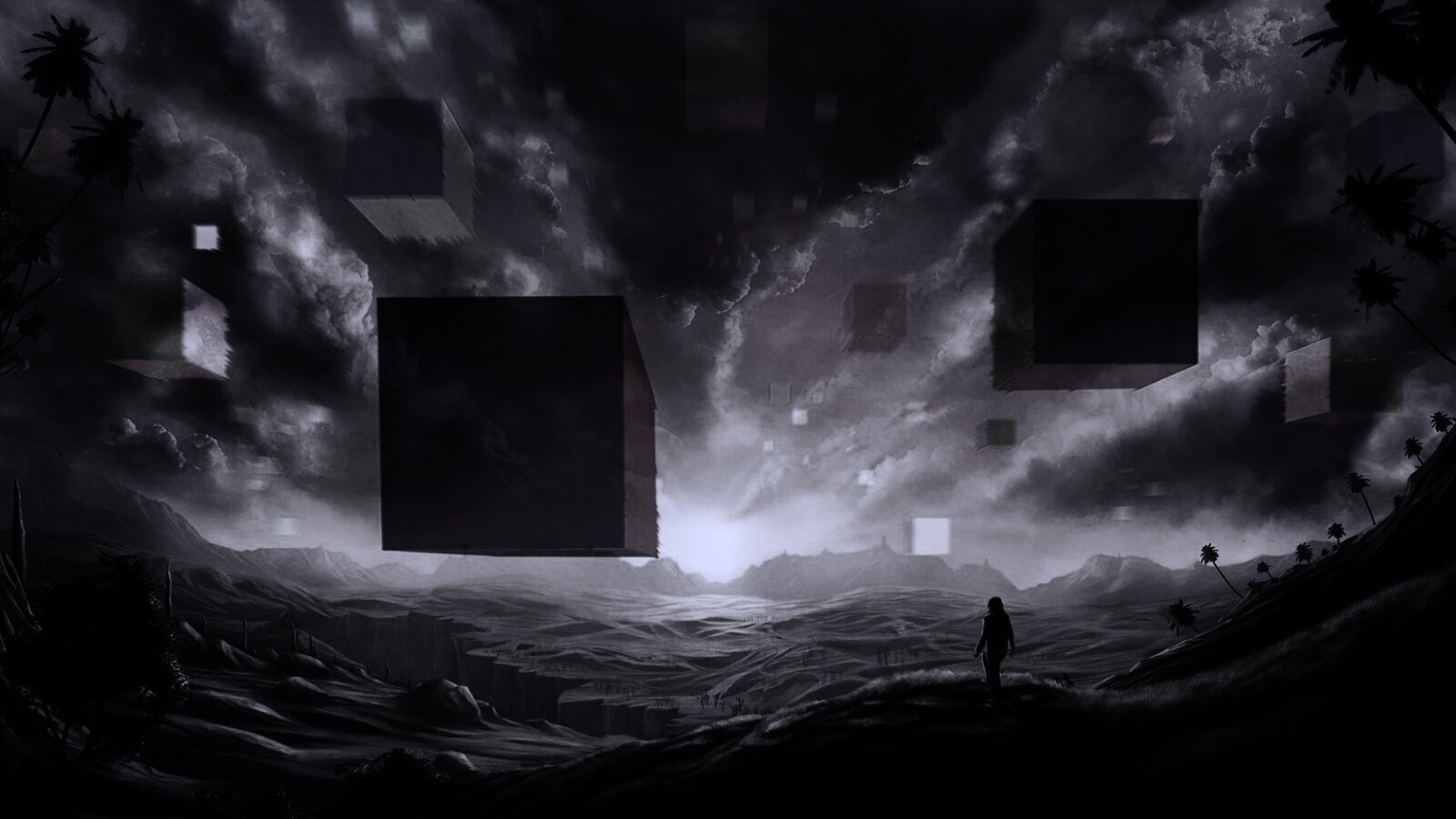 Кубы в небе обои