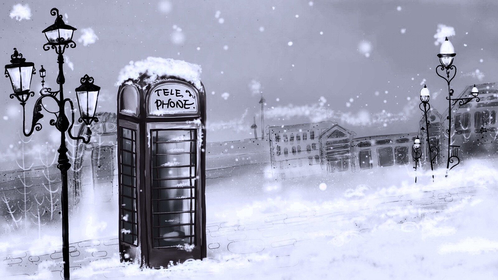 Лондонская телефонная будка обои