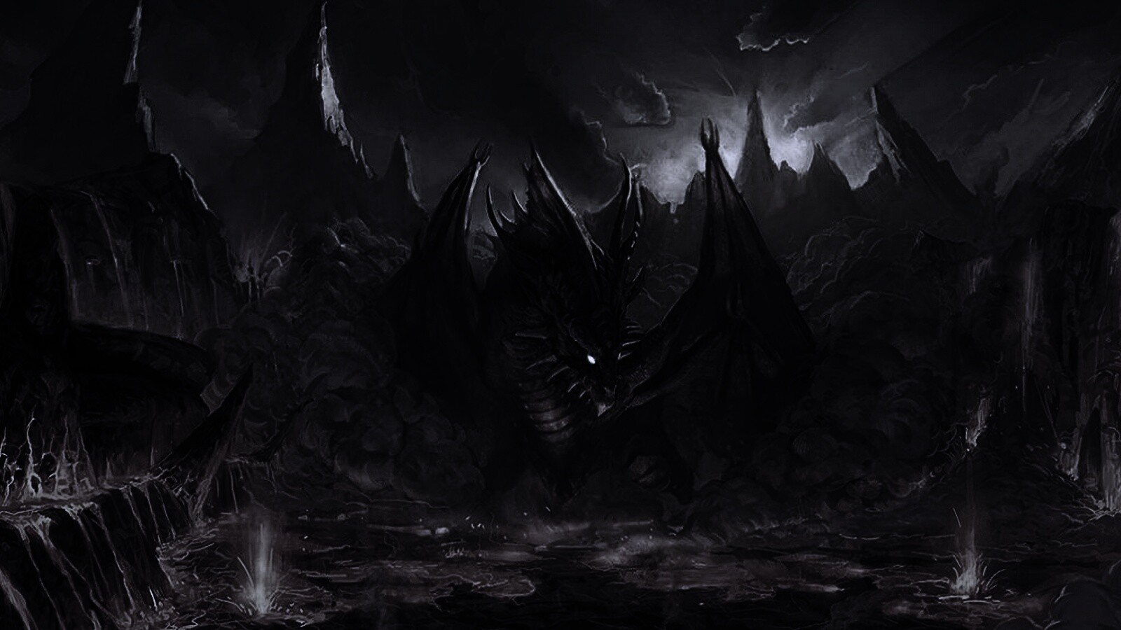 Дракон в лаве обои