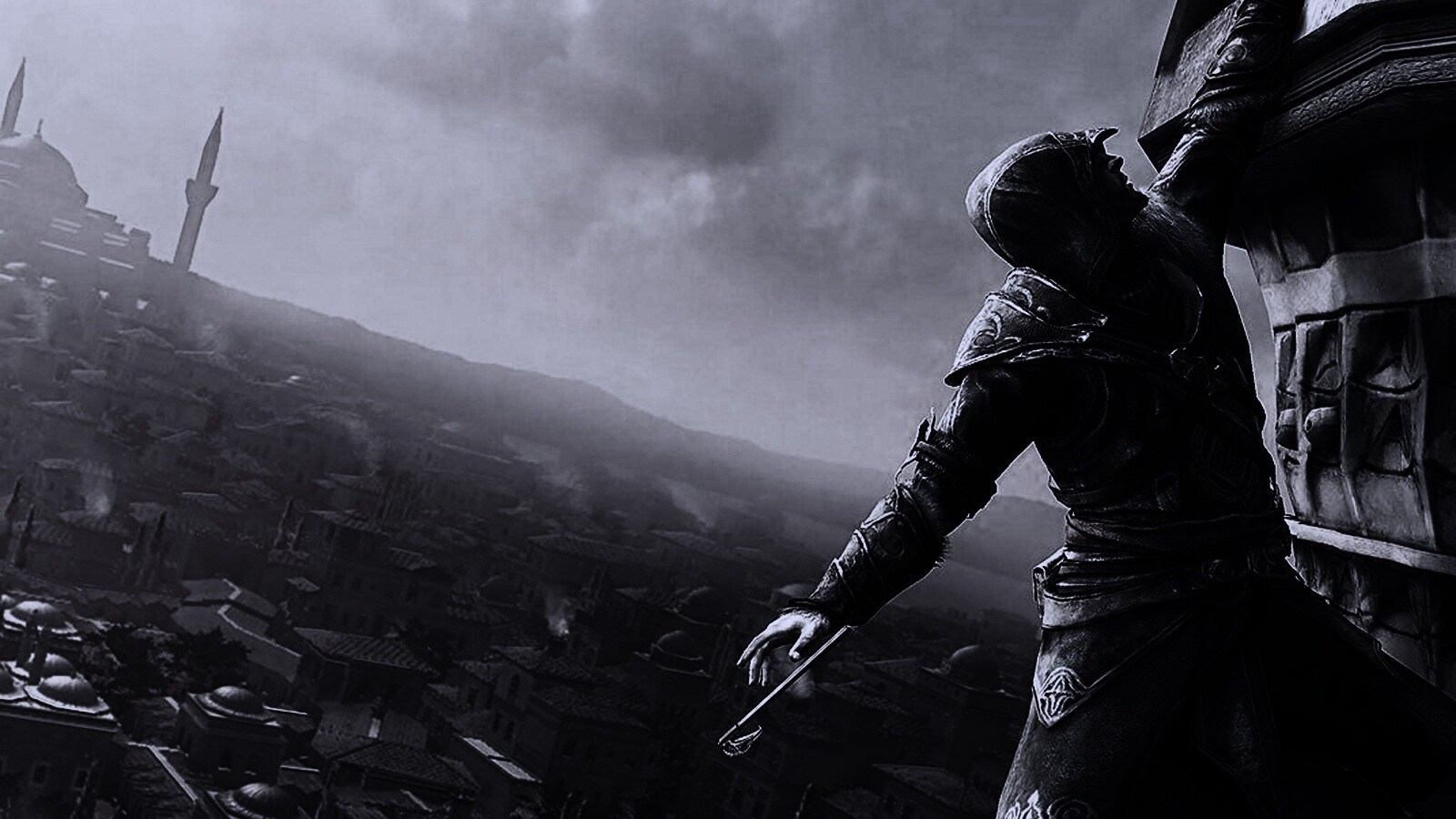 Ассасин лезет на башню обои