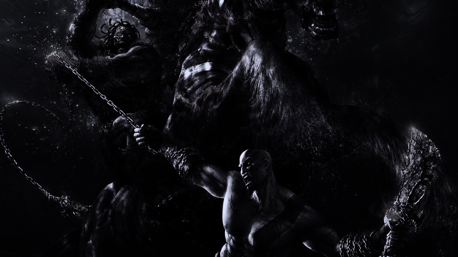 Кратос против огненного всадника обои