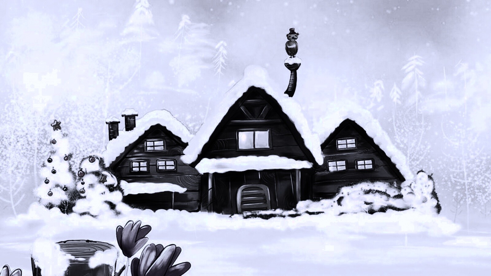 Деревня в новый год обои