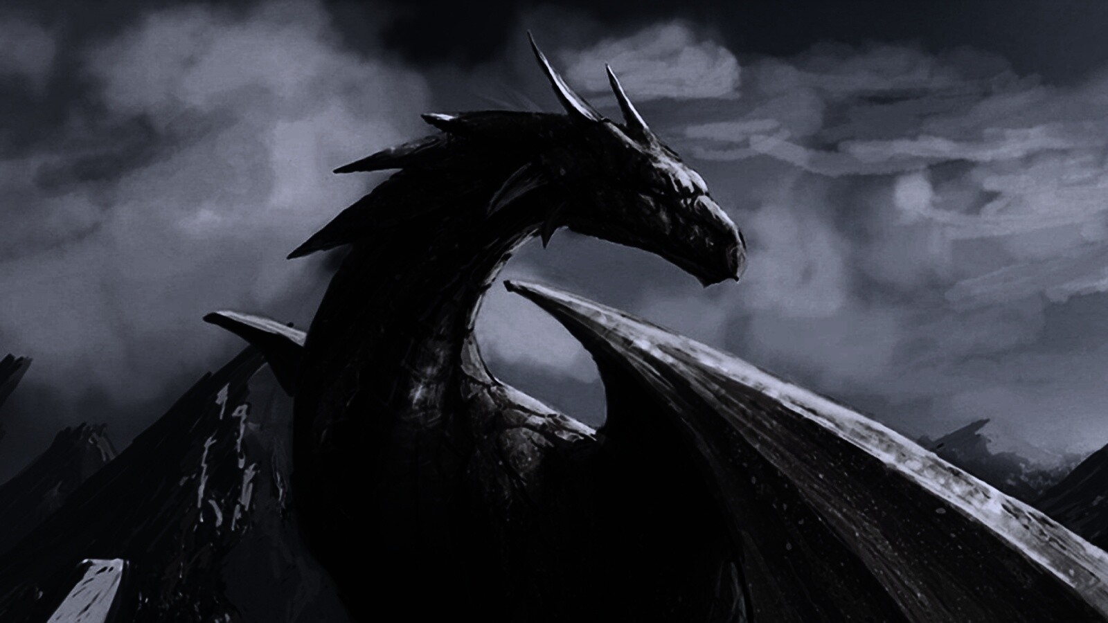 Дракон на вершине скалы обои