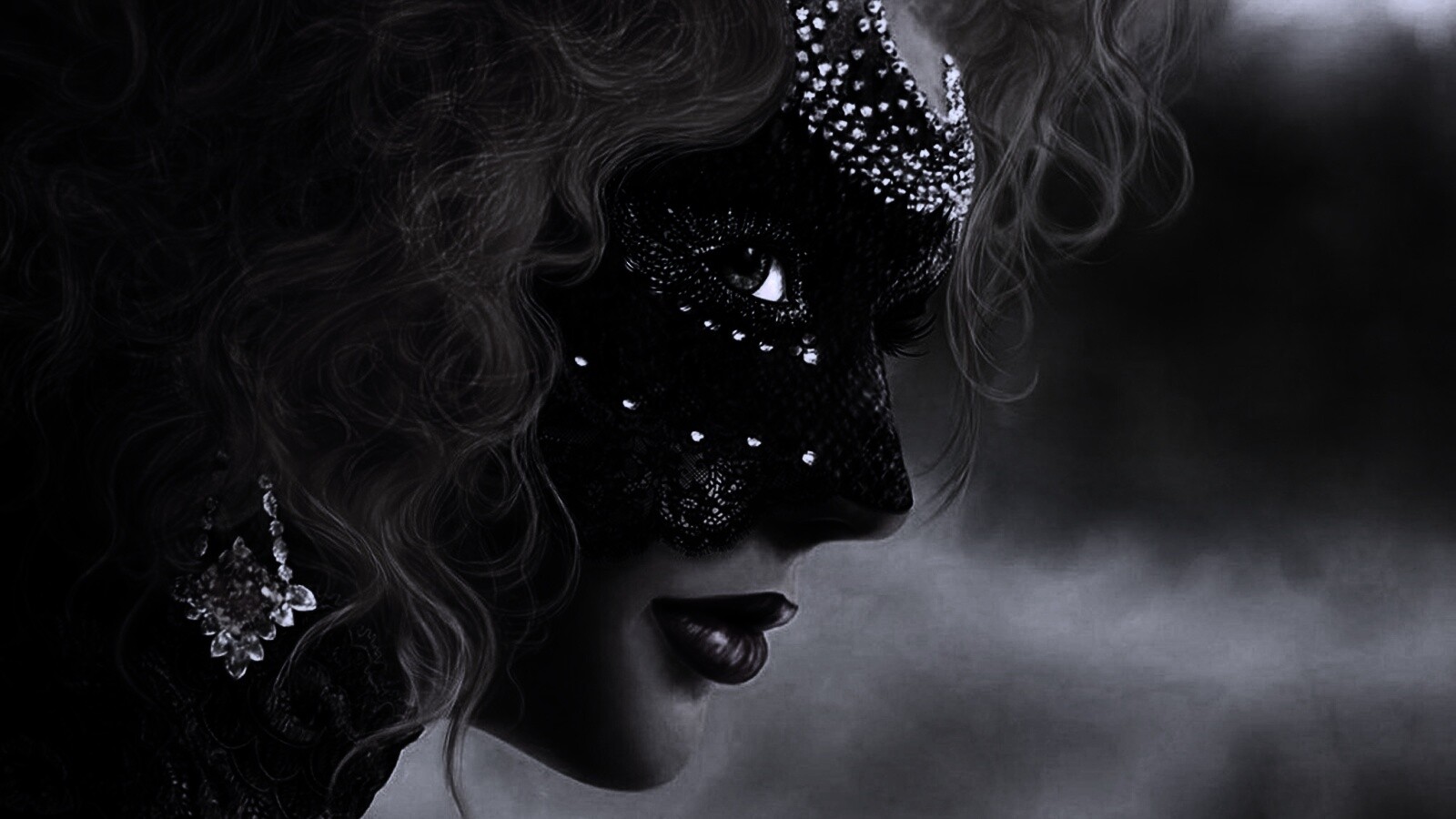 Девушка в карнавальной маске обои