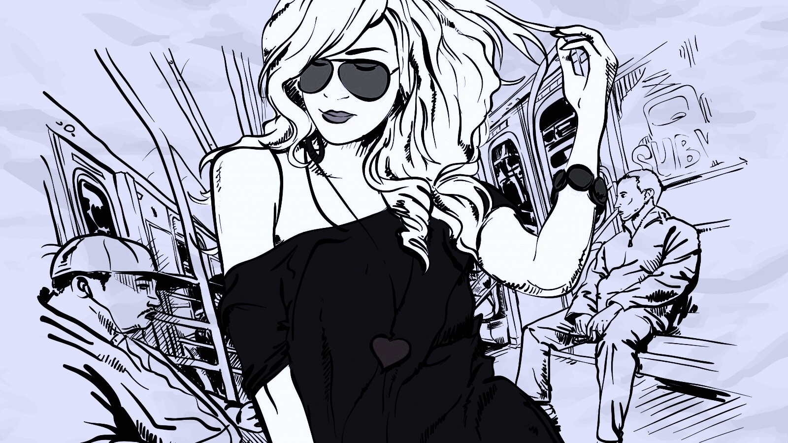 Стильная девушка в метро обои