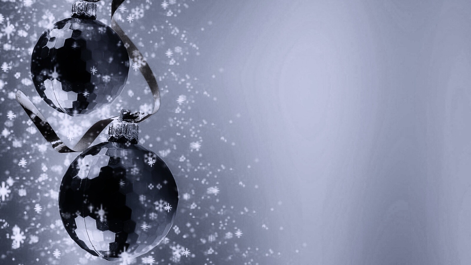 Синие новогодние шары обои