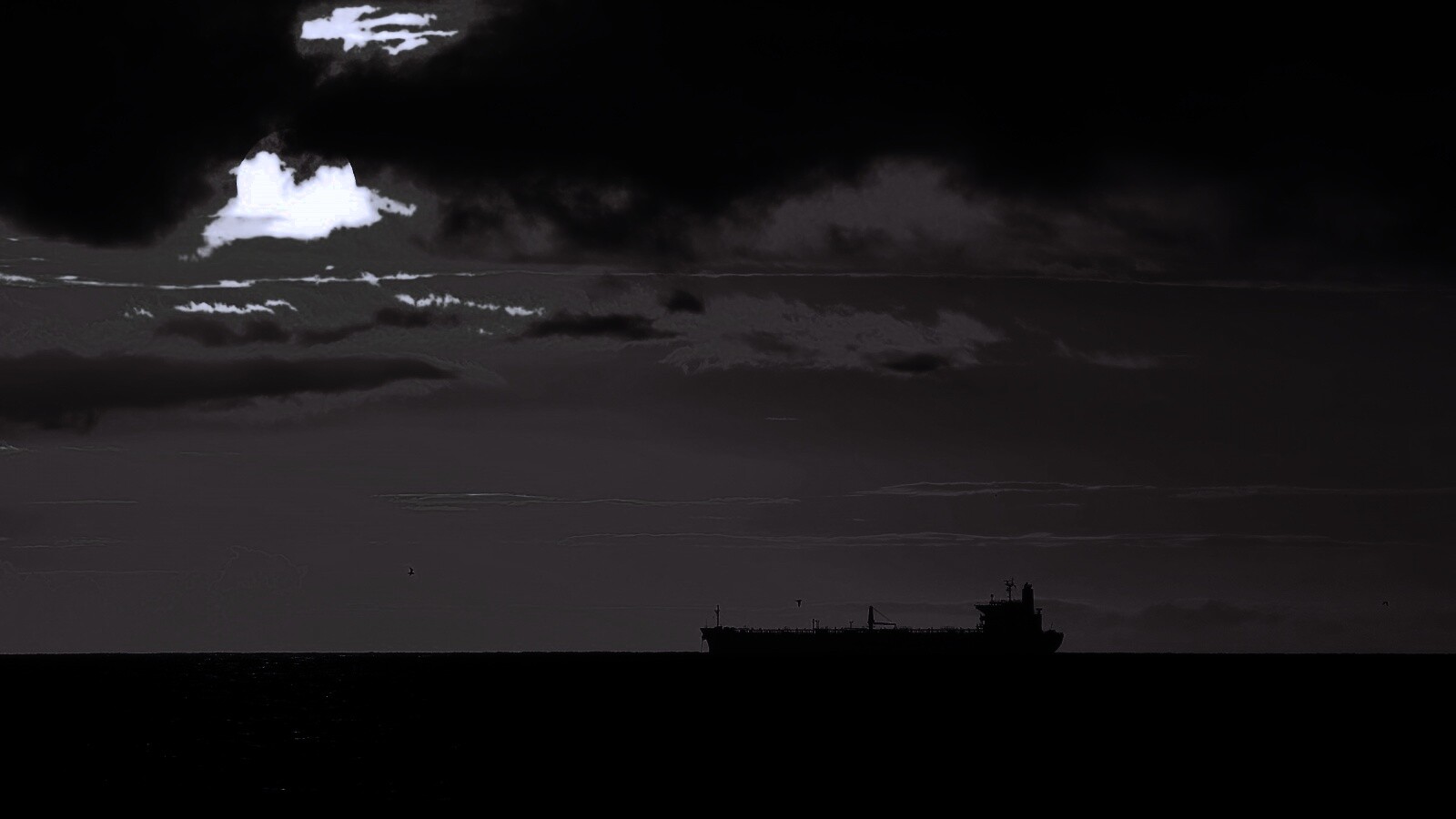 Баржа на закате обои