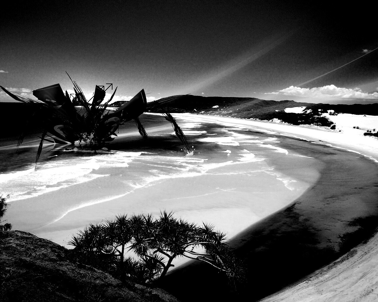 Робот на побережье обои