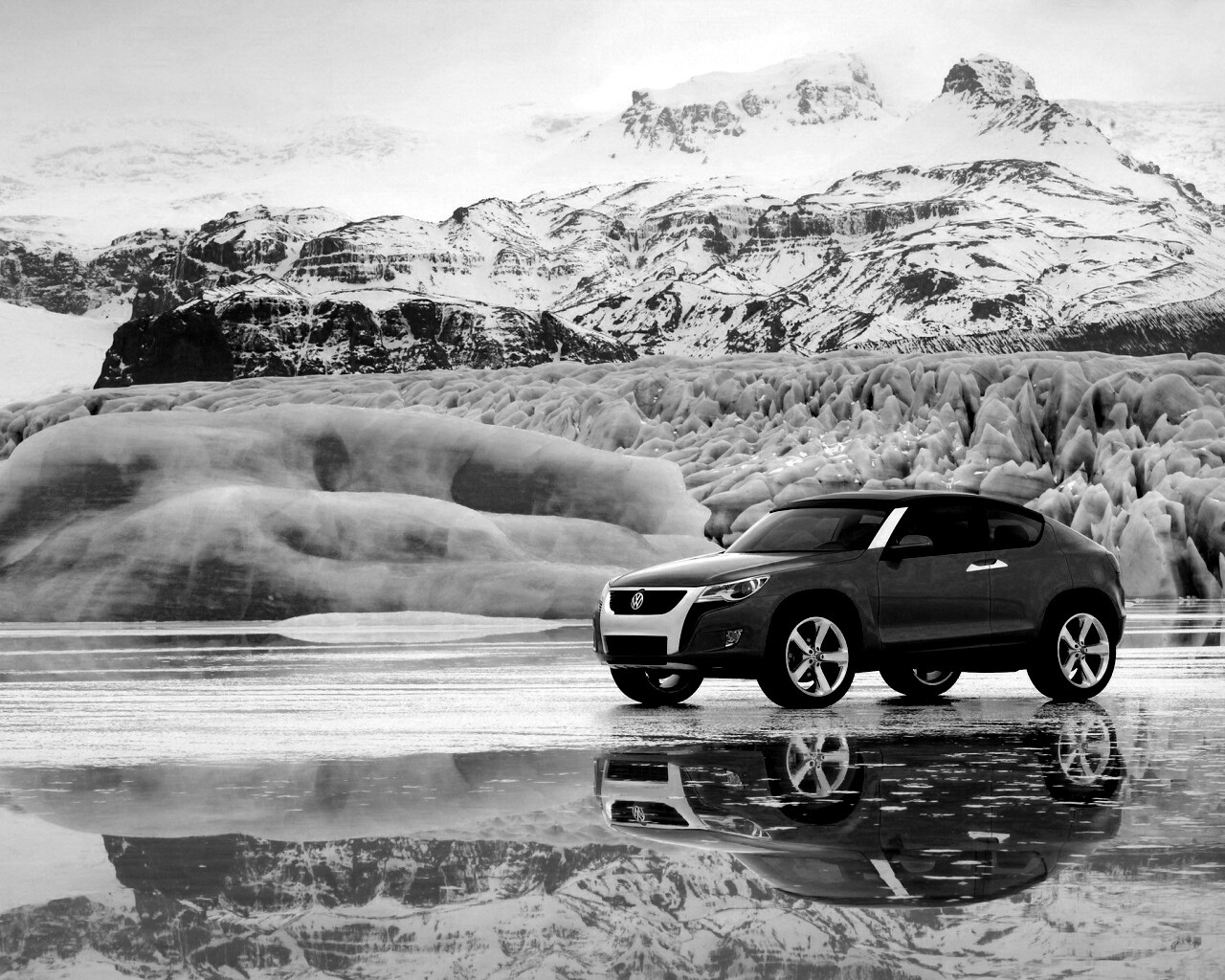 Внедорожник Фольксваген на льду обои