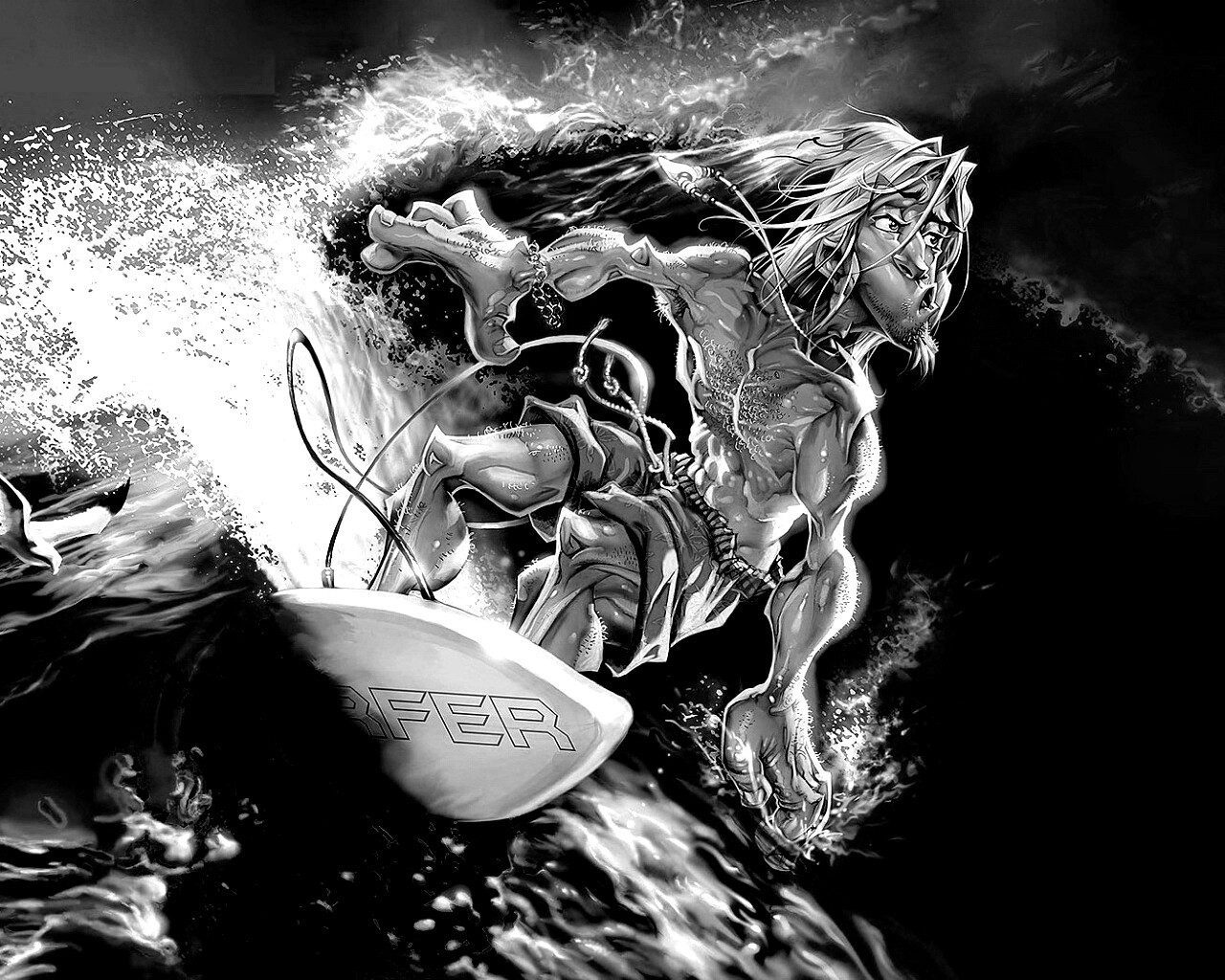 Карикатура на серфера обои