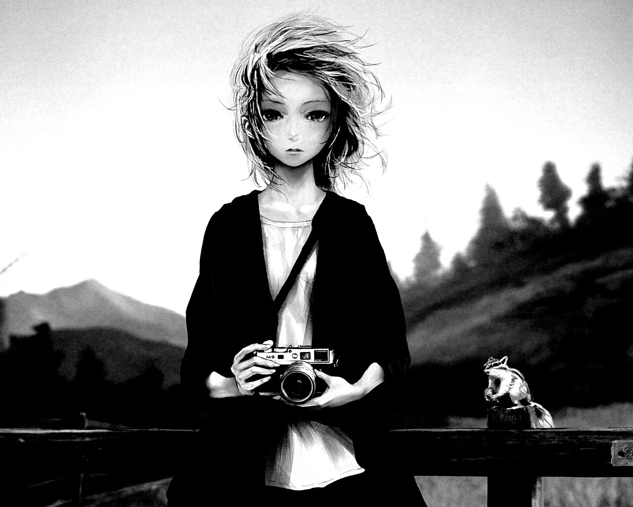 Девушка с фотоаппаратом обои