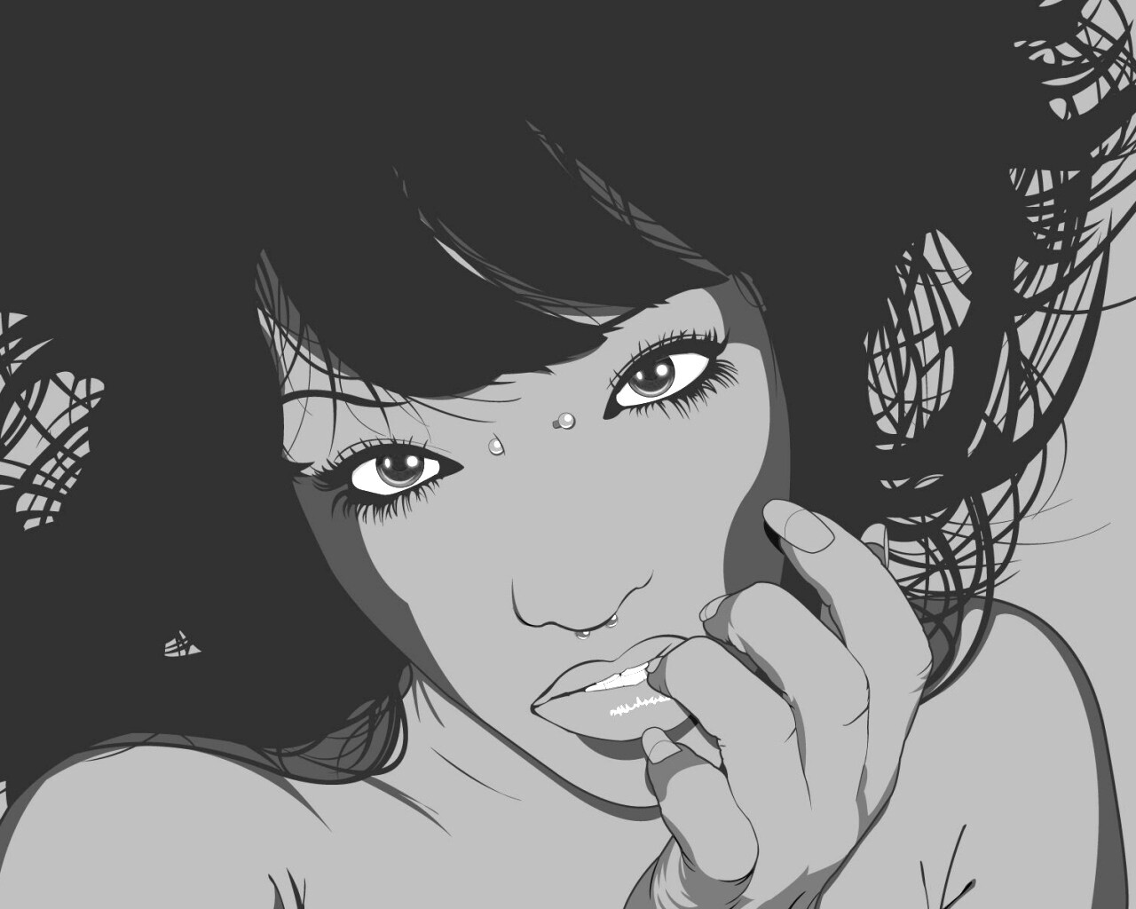 Девушка с пирсингом обои