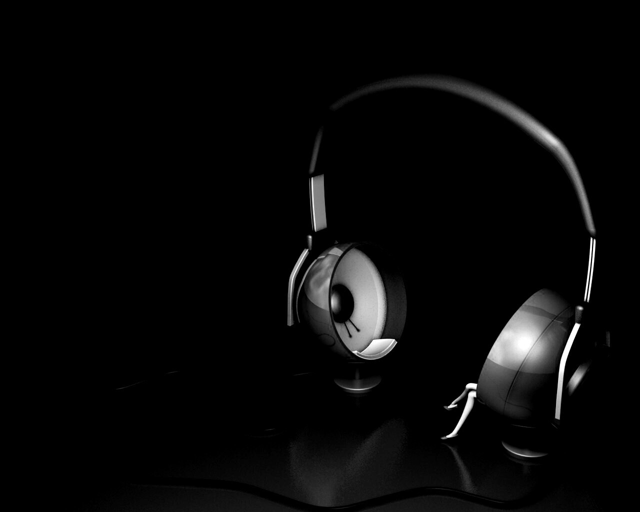 Девушка в наушниках обои