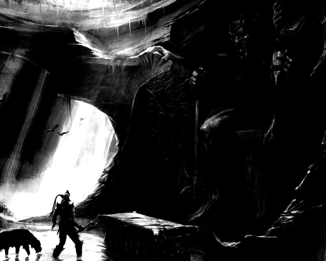 Довакин и Барбас в святилище Клавикуса Вайла обои