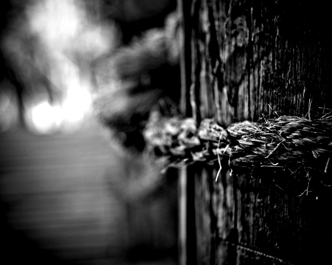 Веревка на деревянном столбе обои