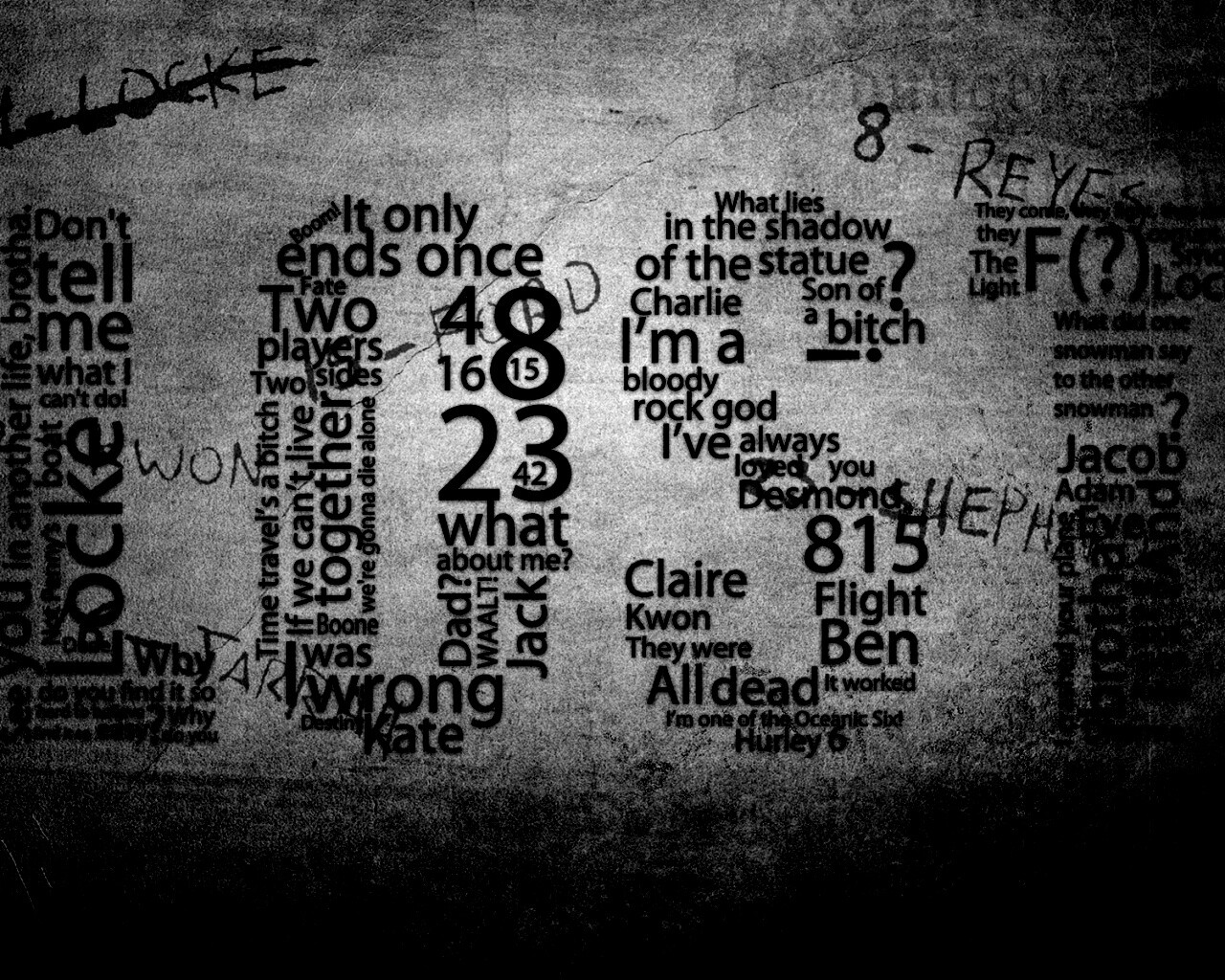 Коллаж LOST из надписей обои