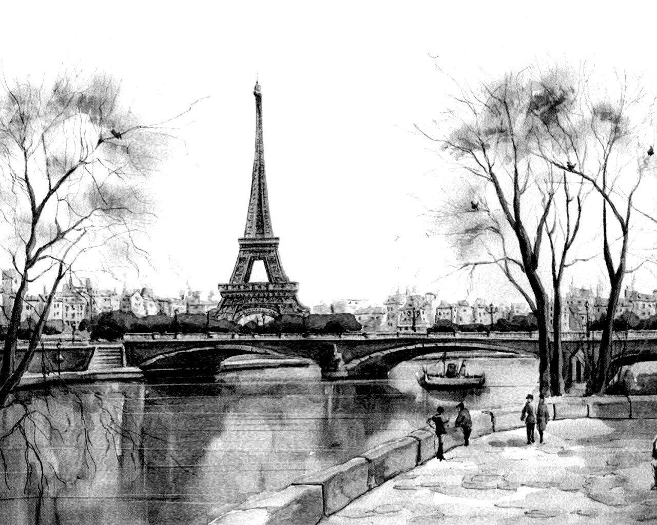Рисунок Эйфелевой башни обои