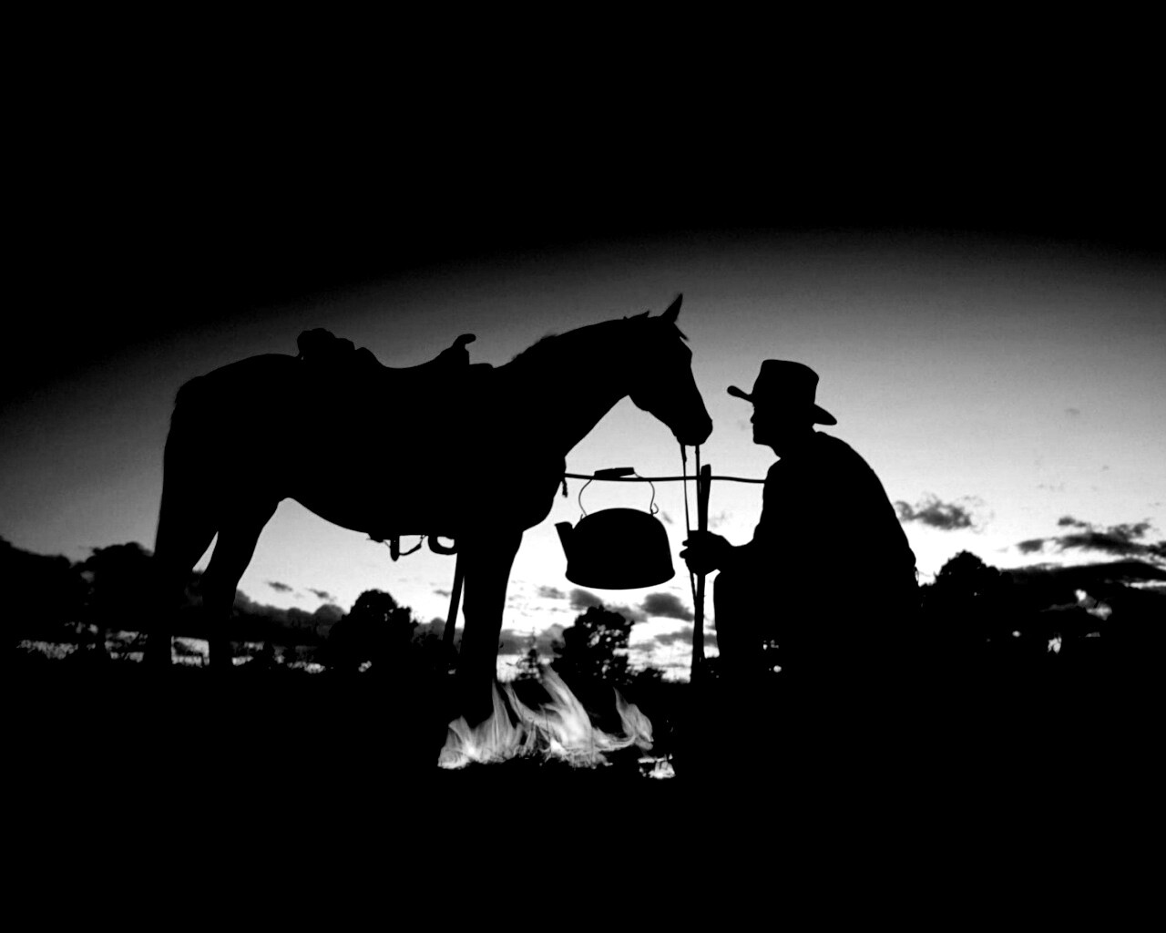 Ковбой на привале обои