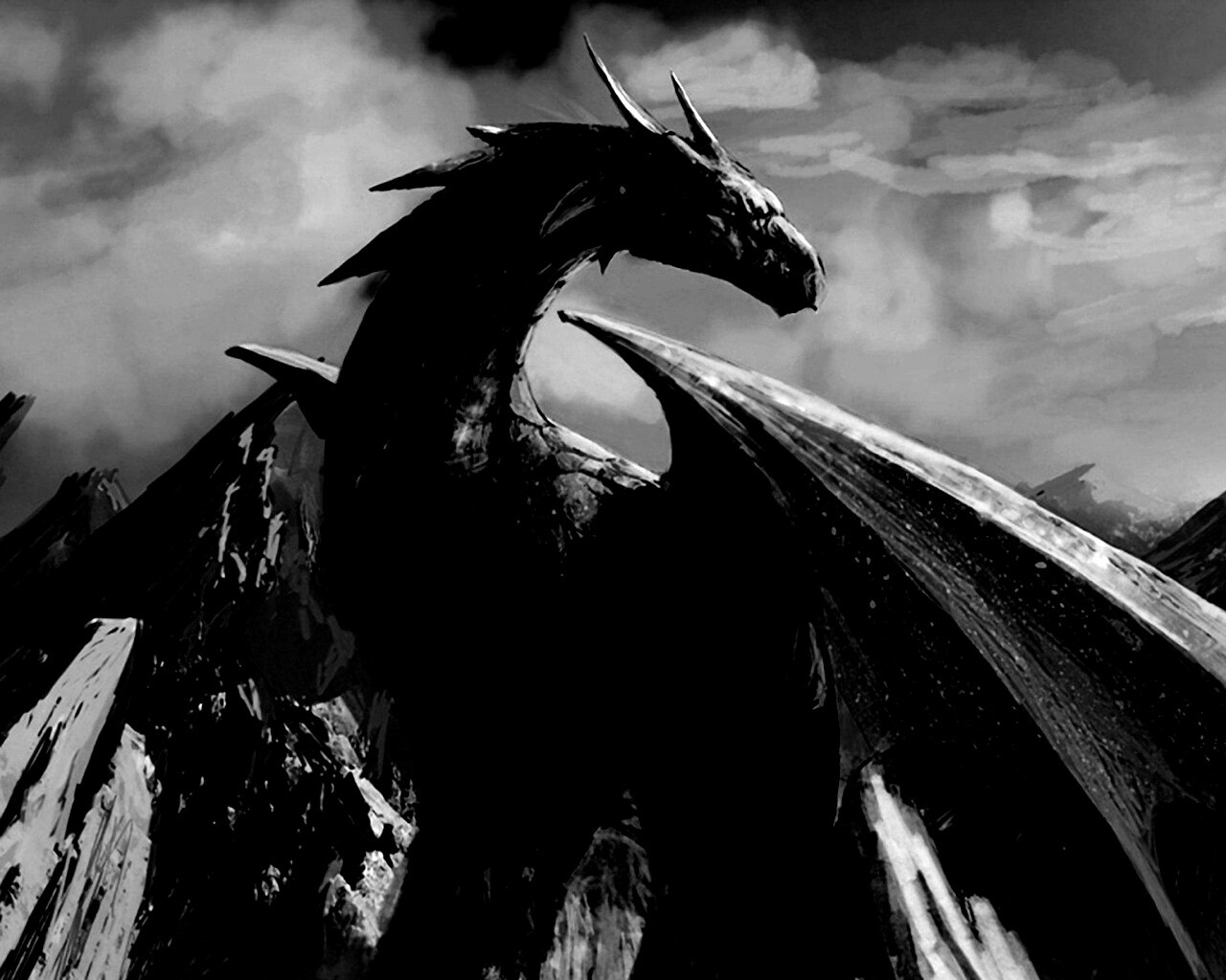 Дракон на вершине скалы обои