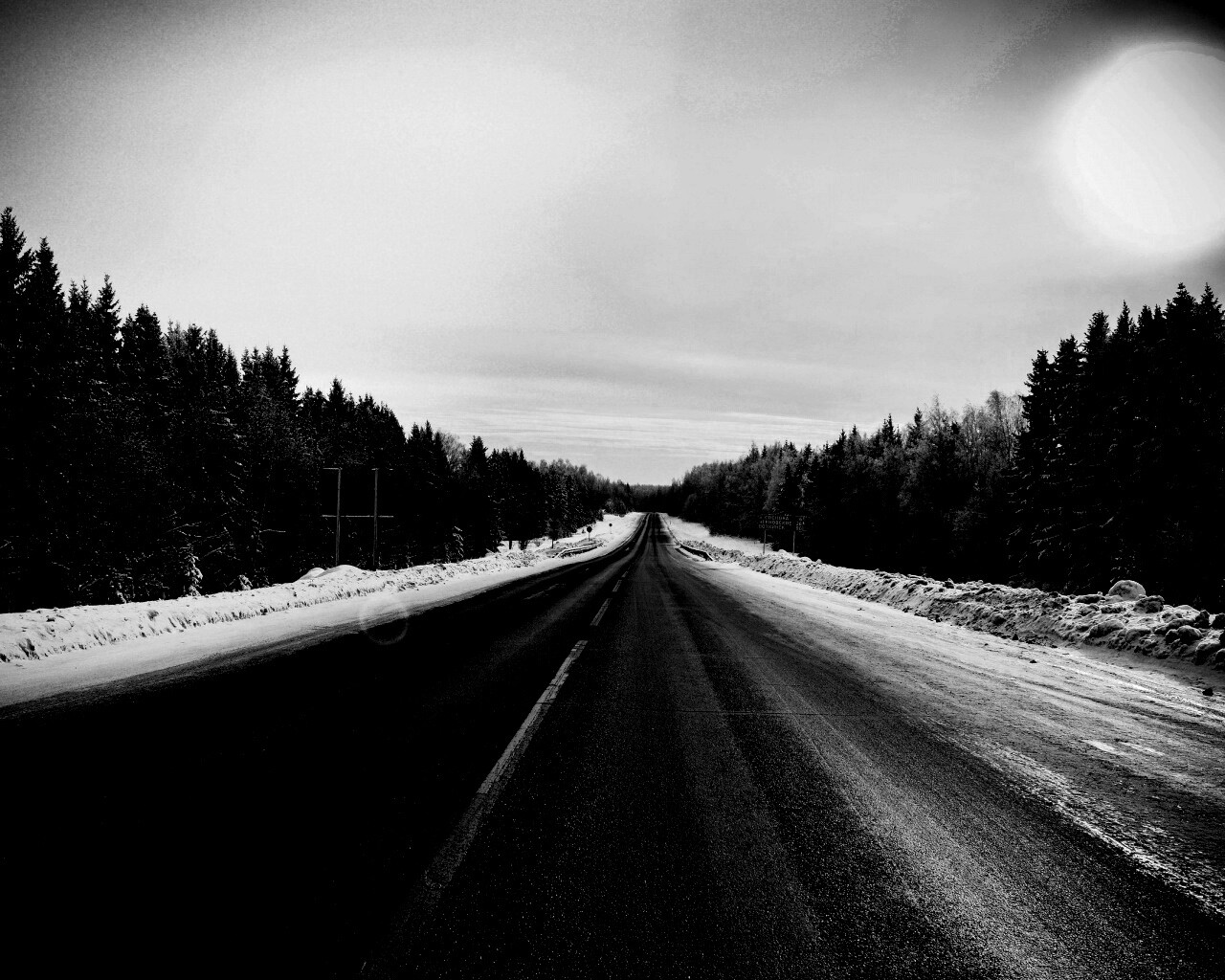 Дальняя дорога зимой обои