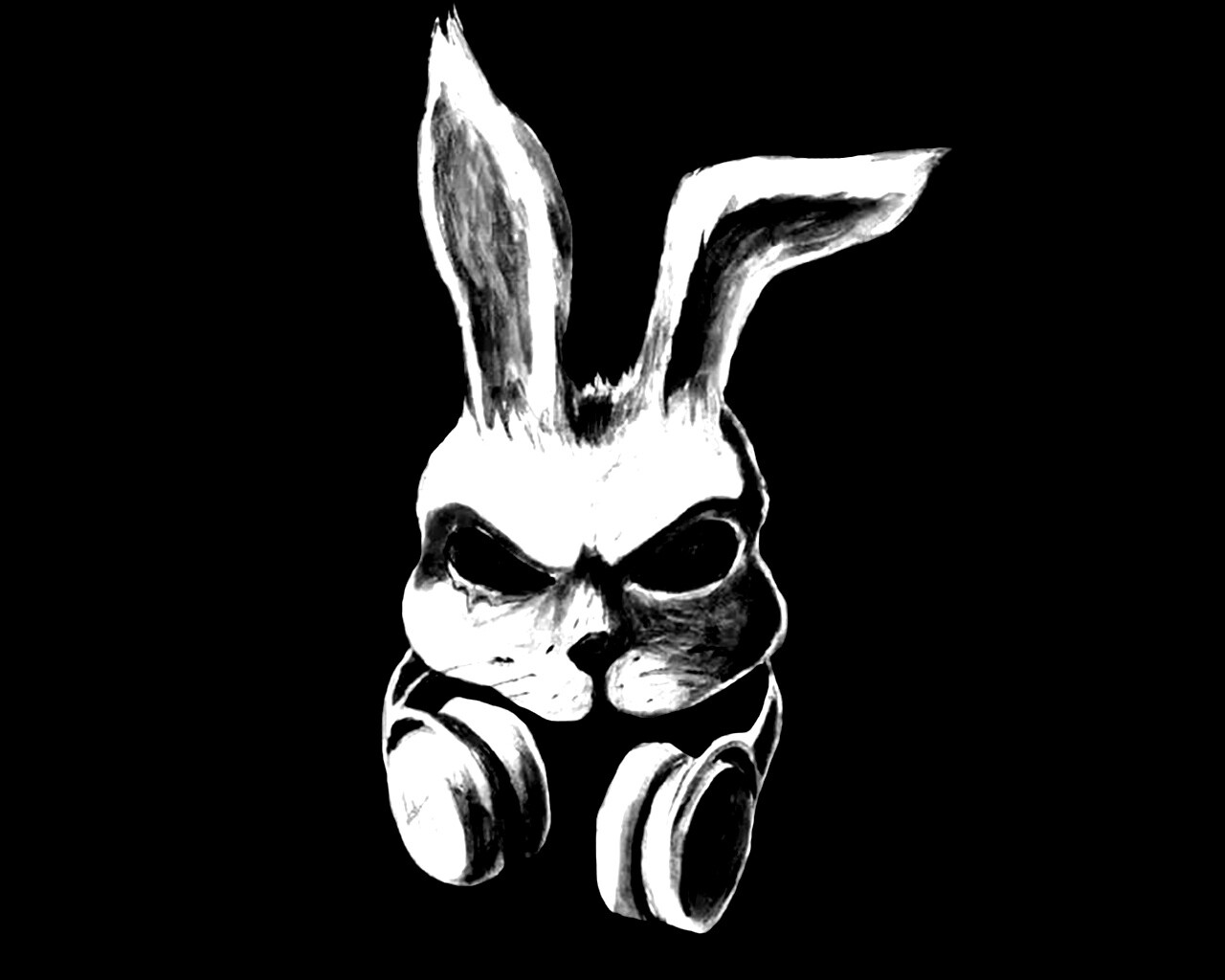 Кролик в наушниках обои