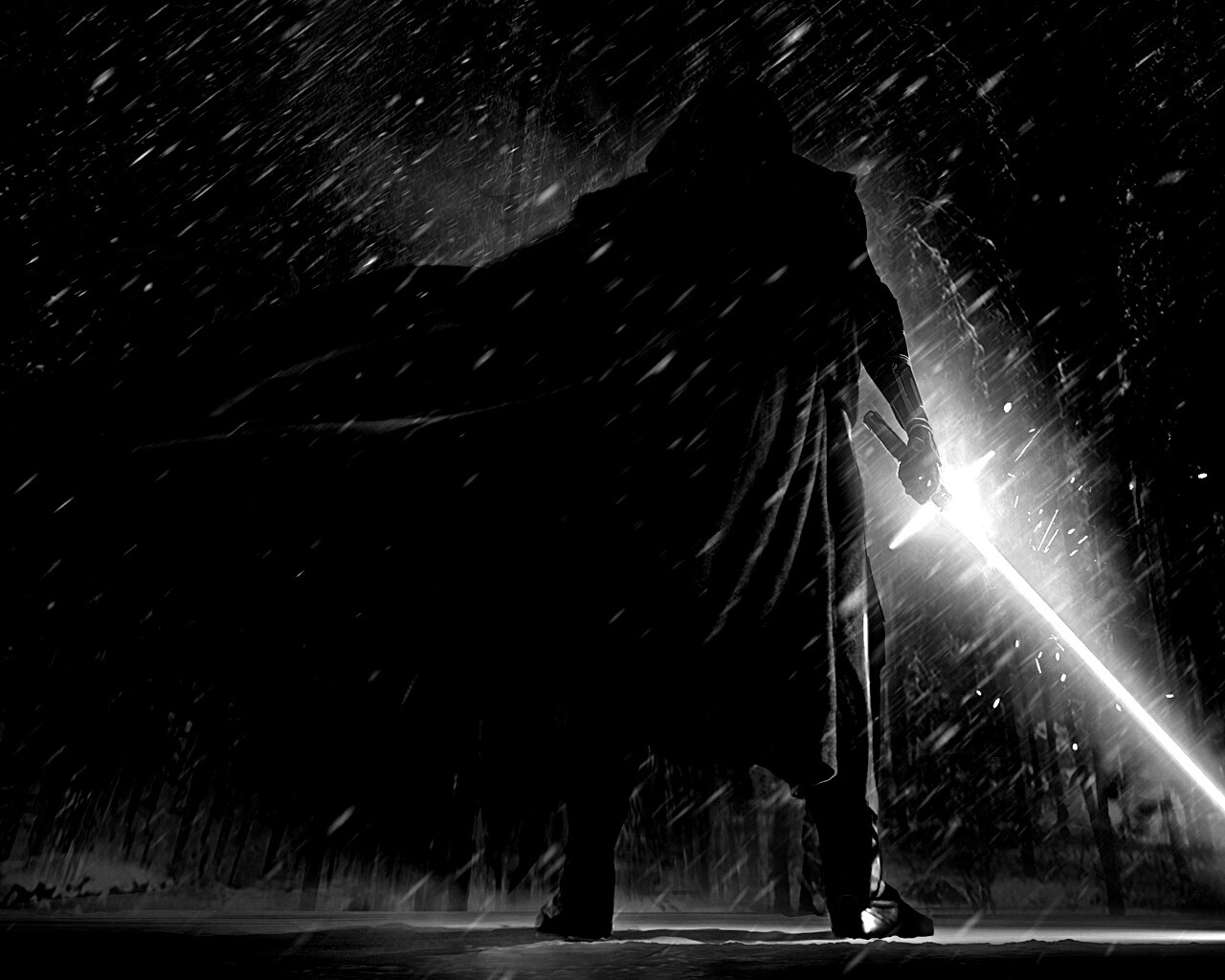 Кайло Рен в зимнем лесу обои