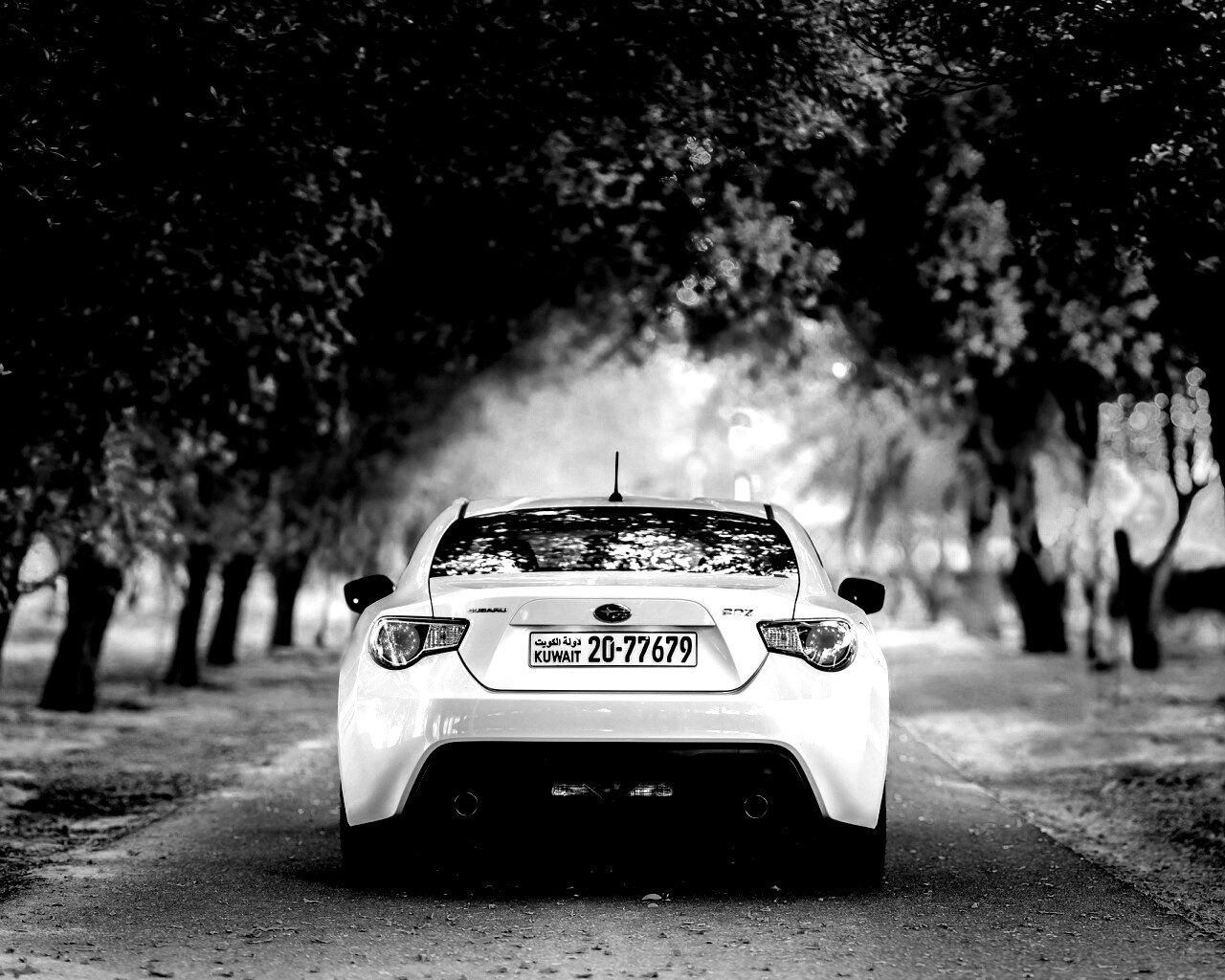 Субару на осенней дороге обои