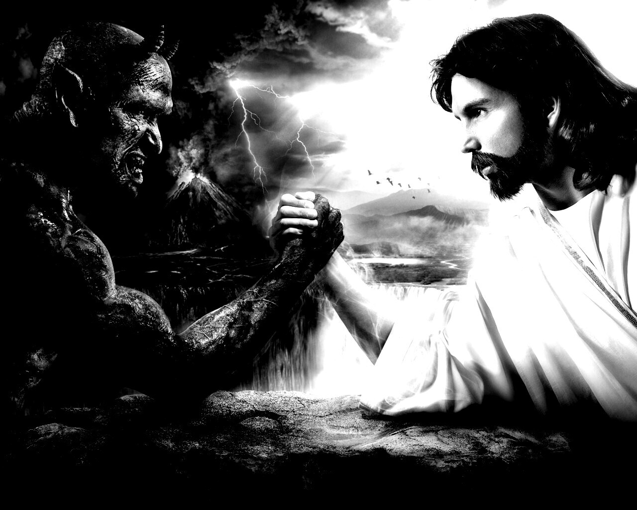 Дьявол против Бога обои