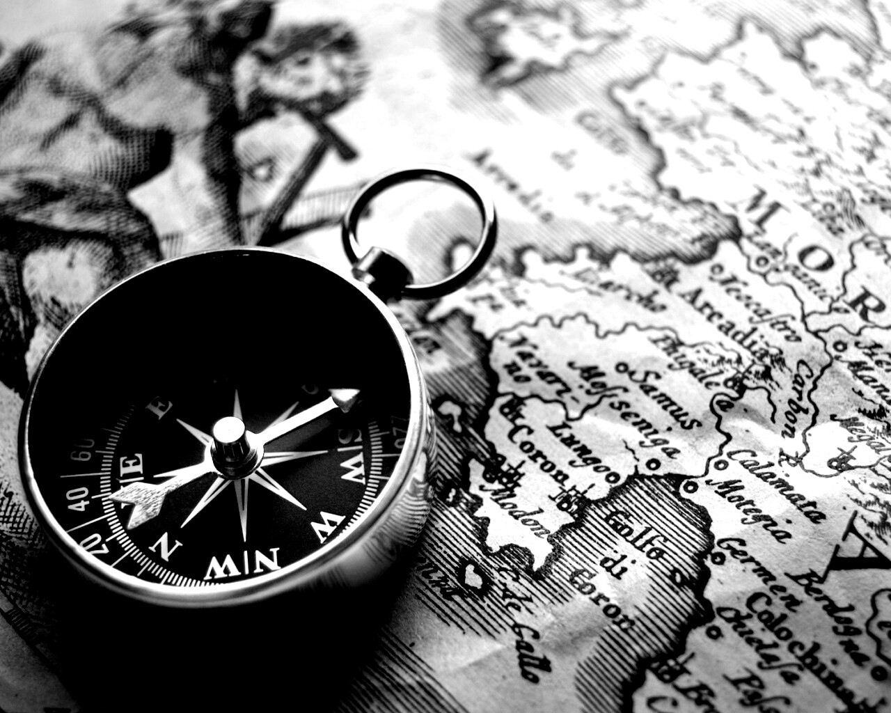 Компас и карта обои