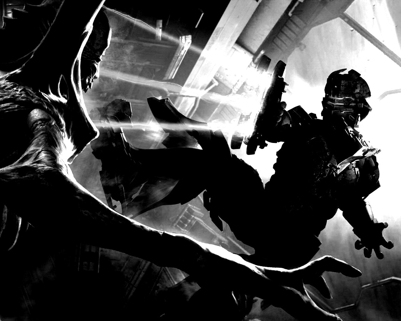 Айзек Кларк стреляет в монстра обои