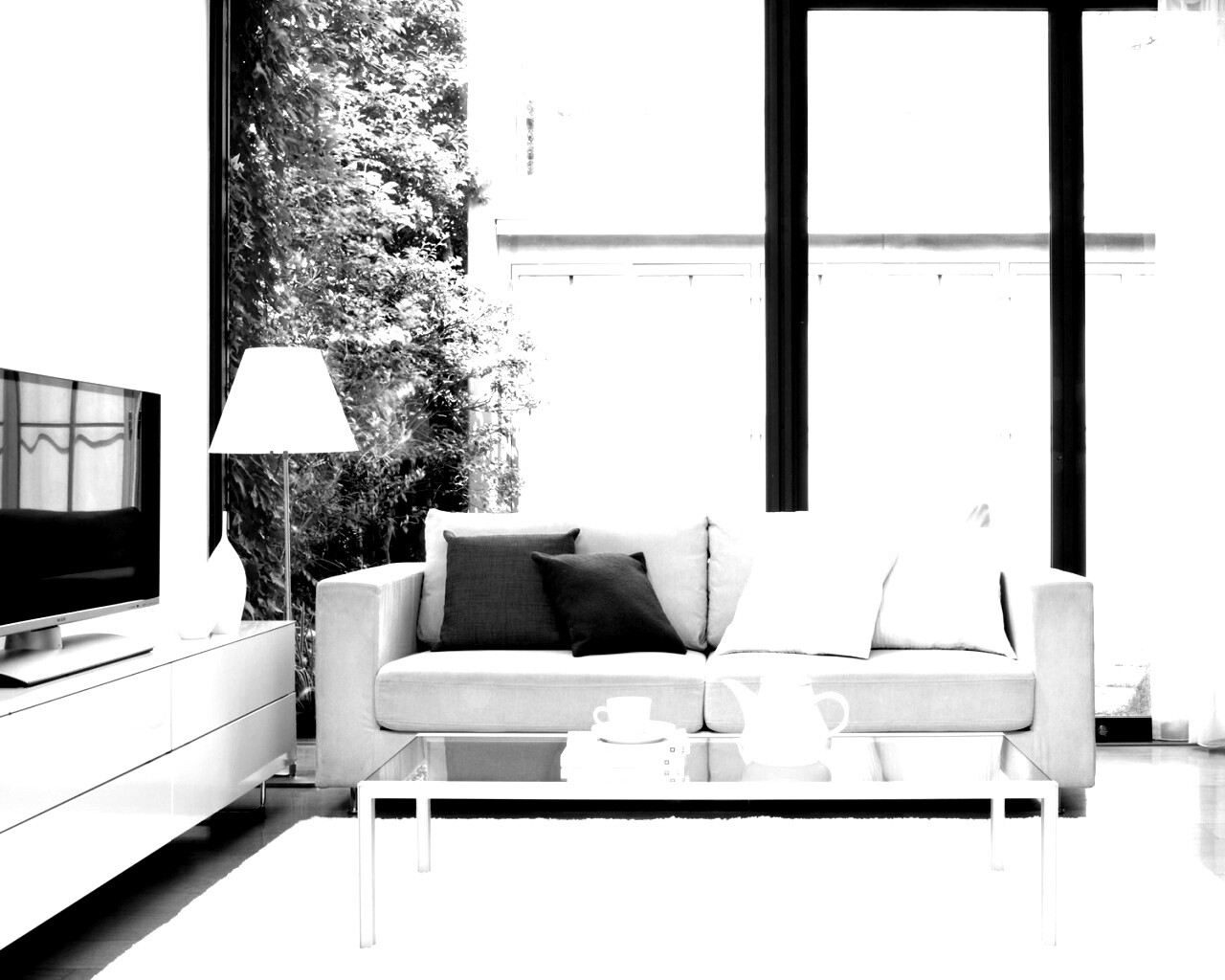 Комната с диваном и телевизором обои