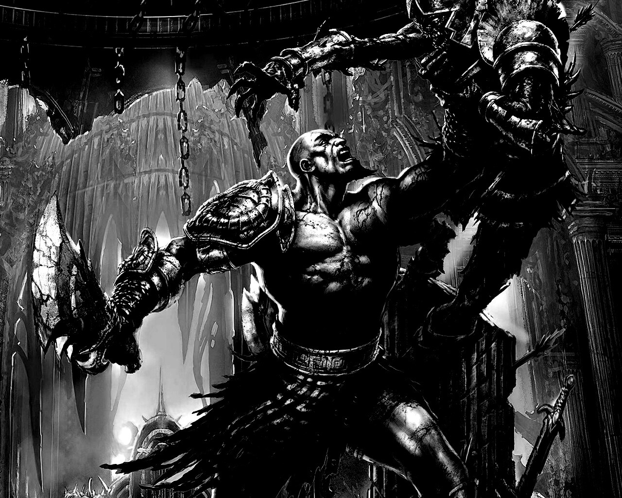 Кратос с мечем обои