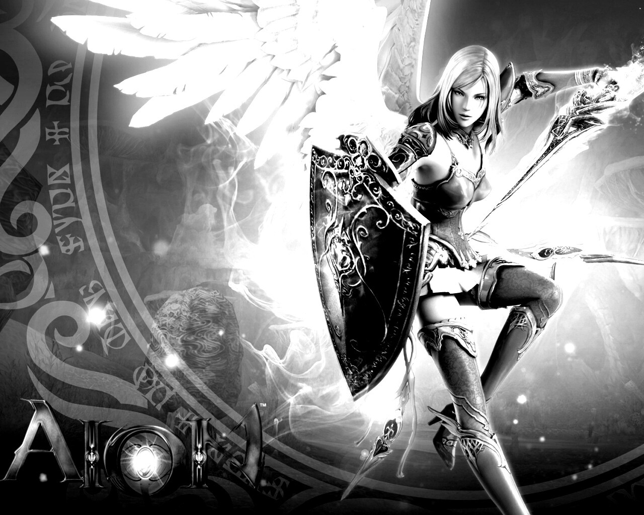 Ангел с мечом и щитом обои