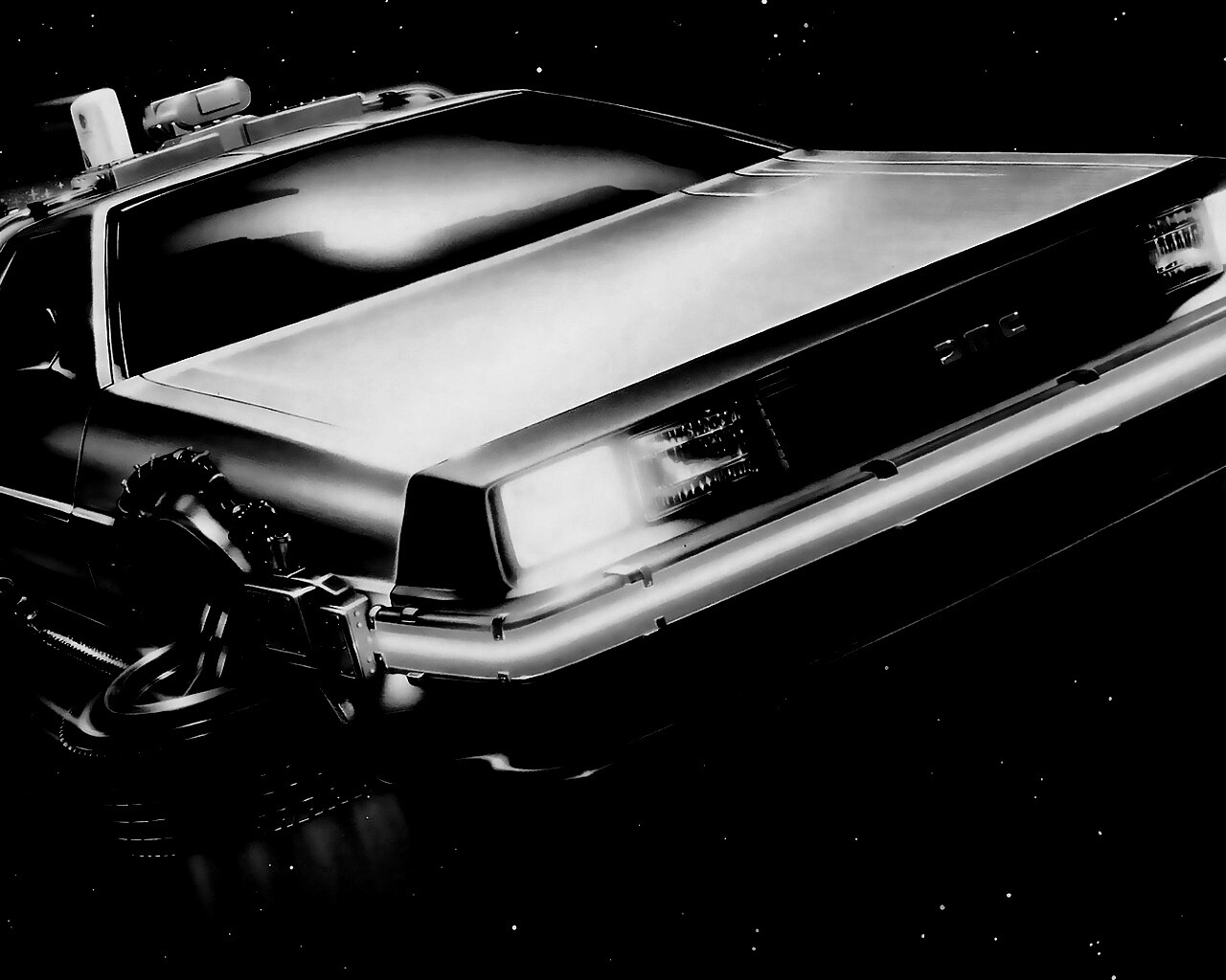 Летающий Делореан обои