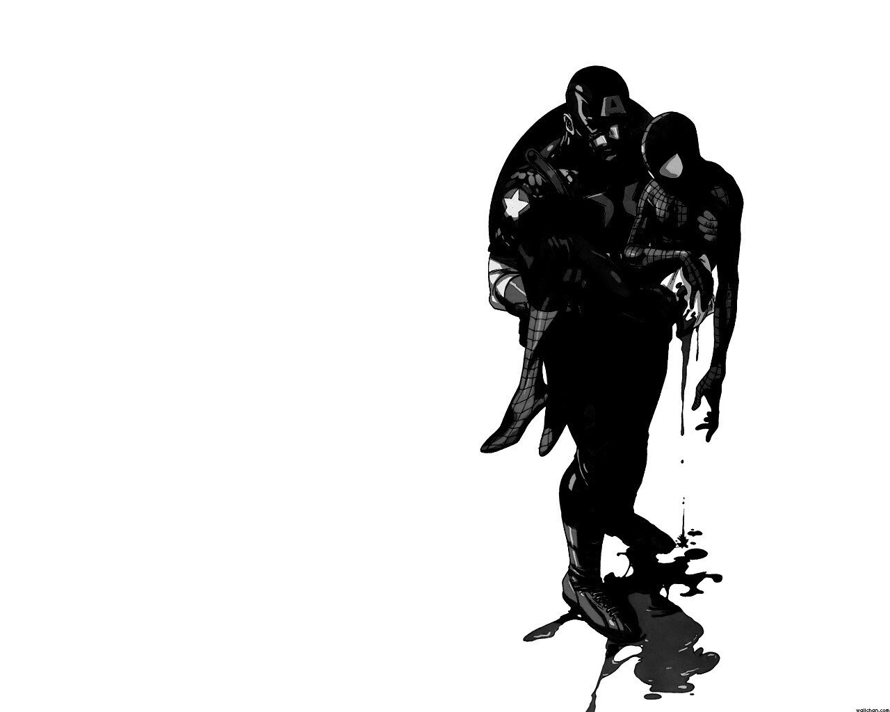 Капитан Америка и раненный Человек-паук обои