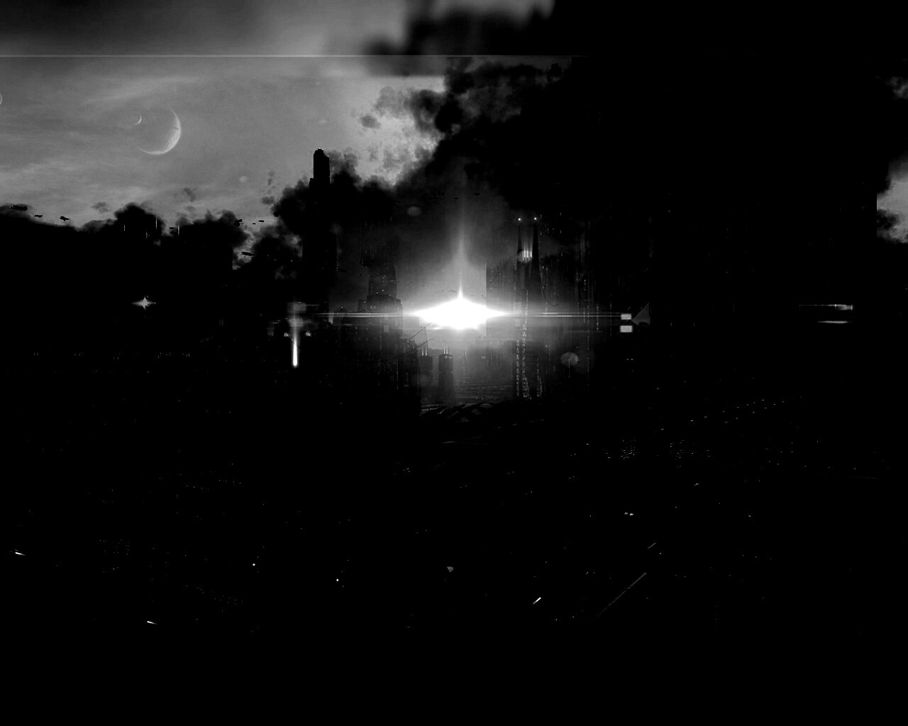 Закат в инопланетном городе обои