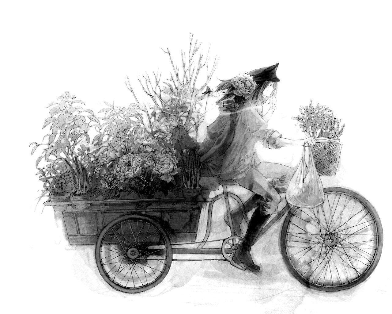 Развозчик цветов в пастельных тонах обои