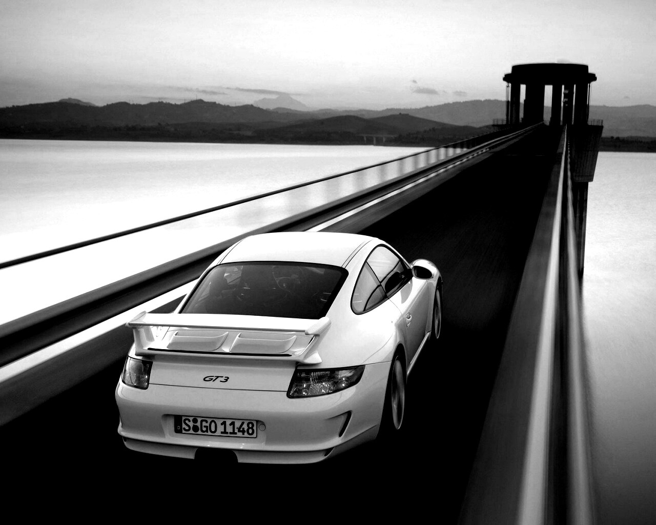 Порше на дамбе обои