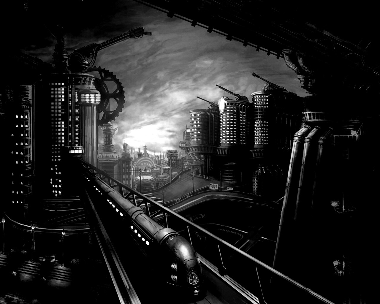 Город из мира стимпанк обои