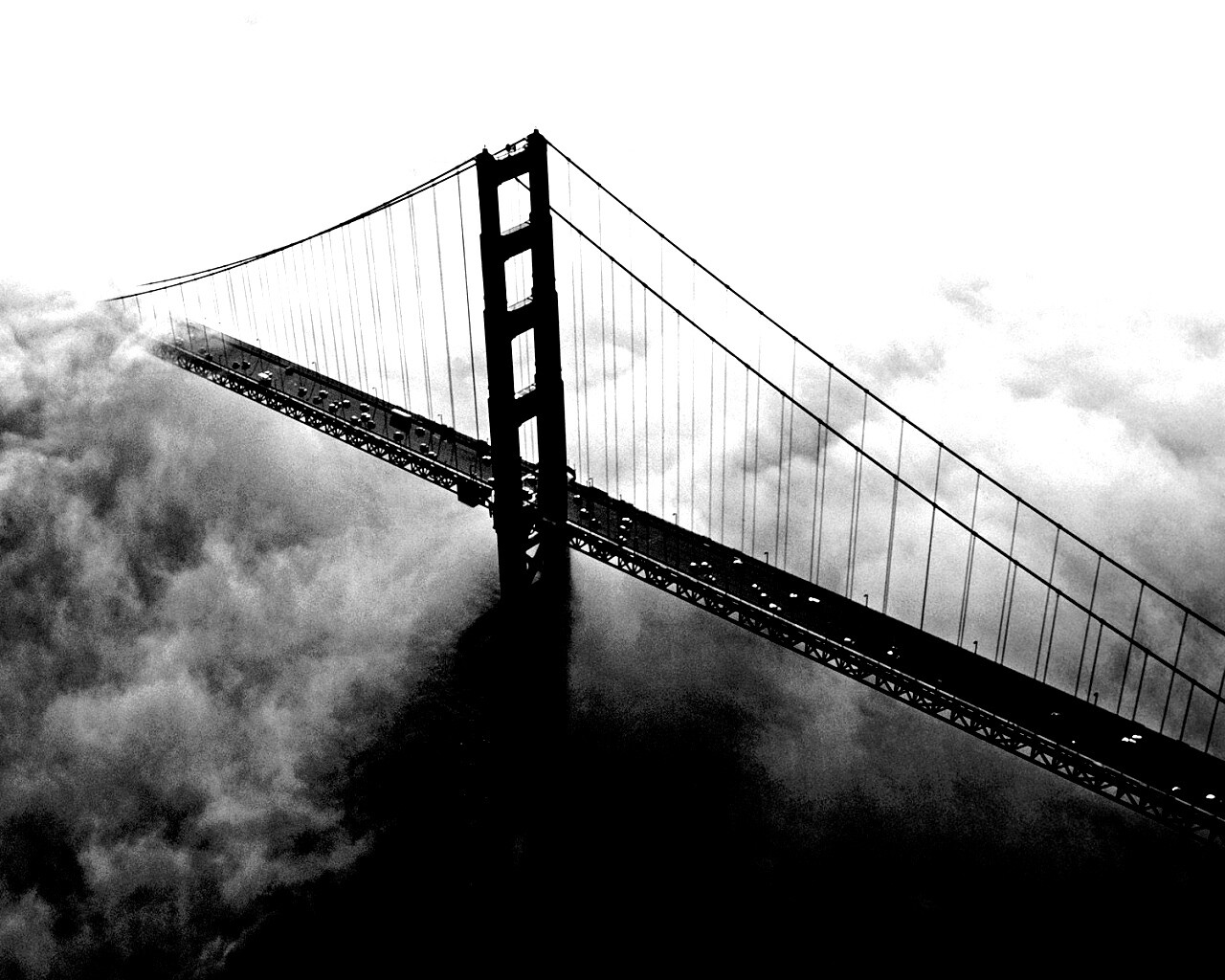 Мост Золотые ворота утопает в тумане обои